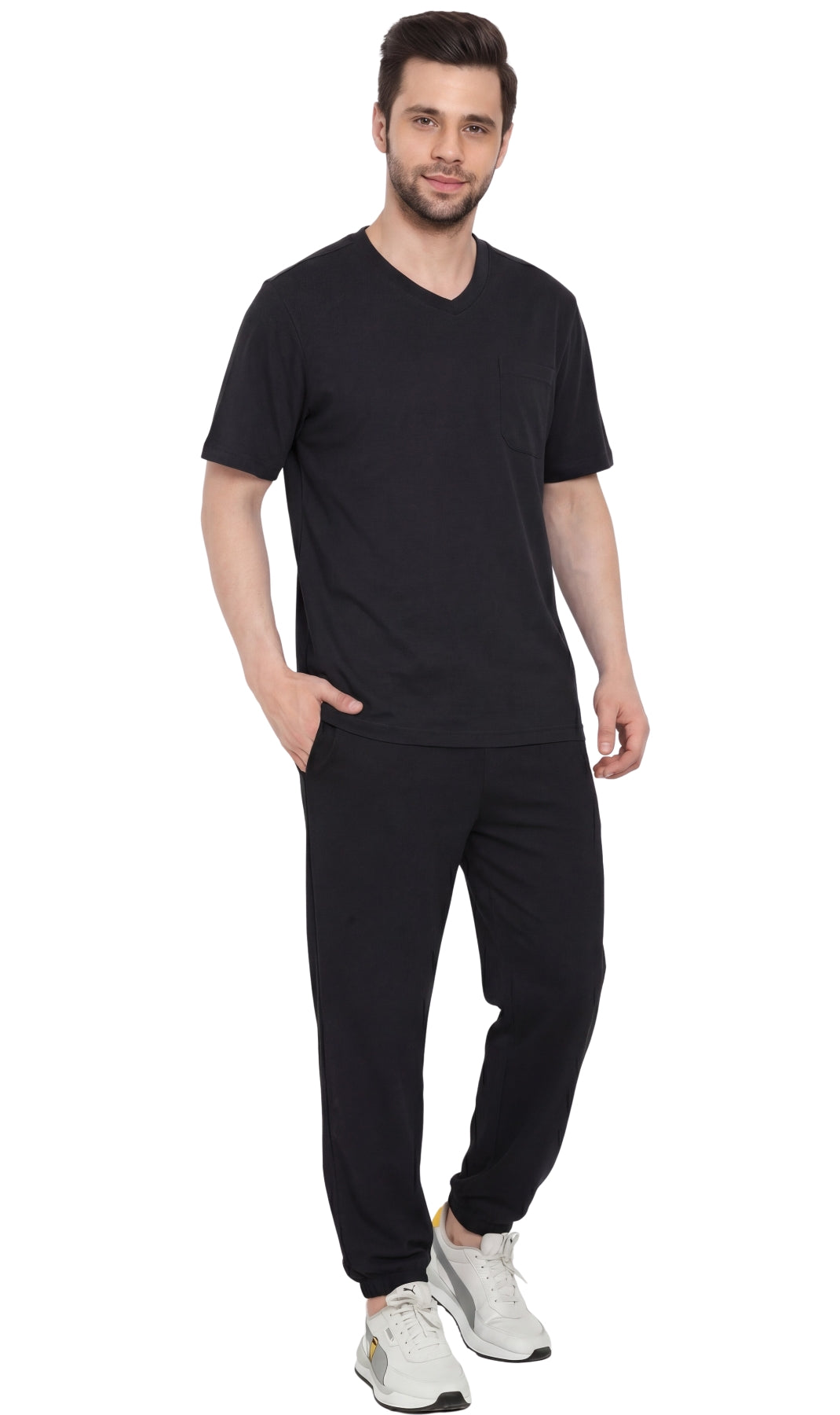 Men's Heavyweight Short Sleeve V-Neck T-Shirt with Chest Pocket