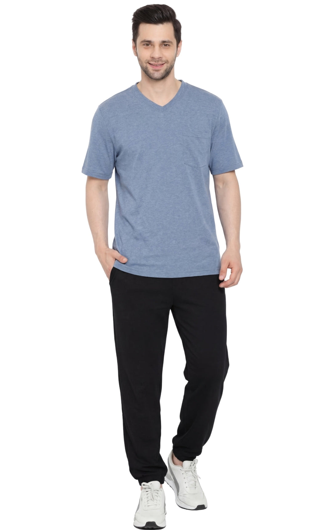 Men's Heavyweight Short Sleeve V-Neck T-Shirt with Chest Pocket