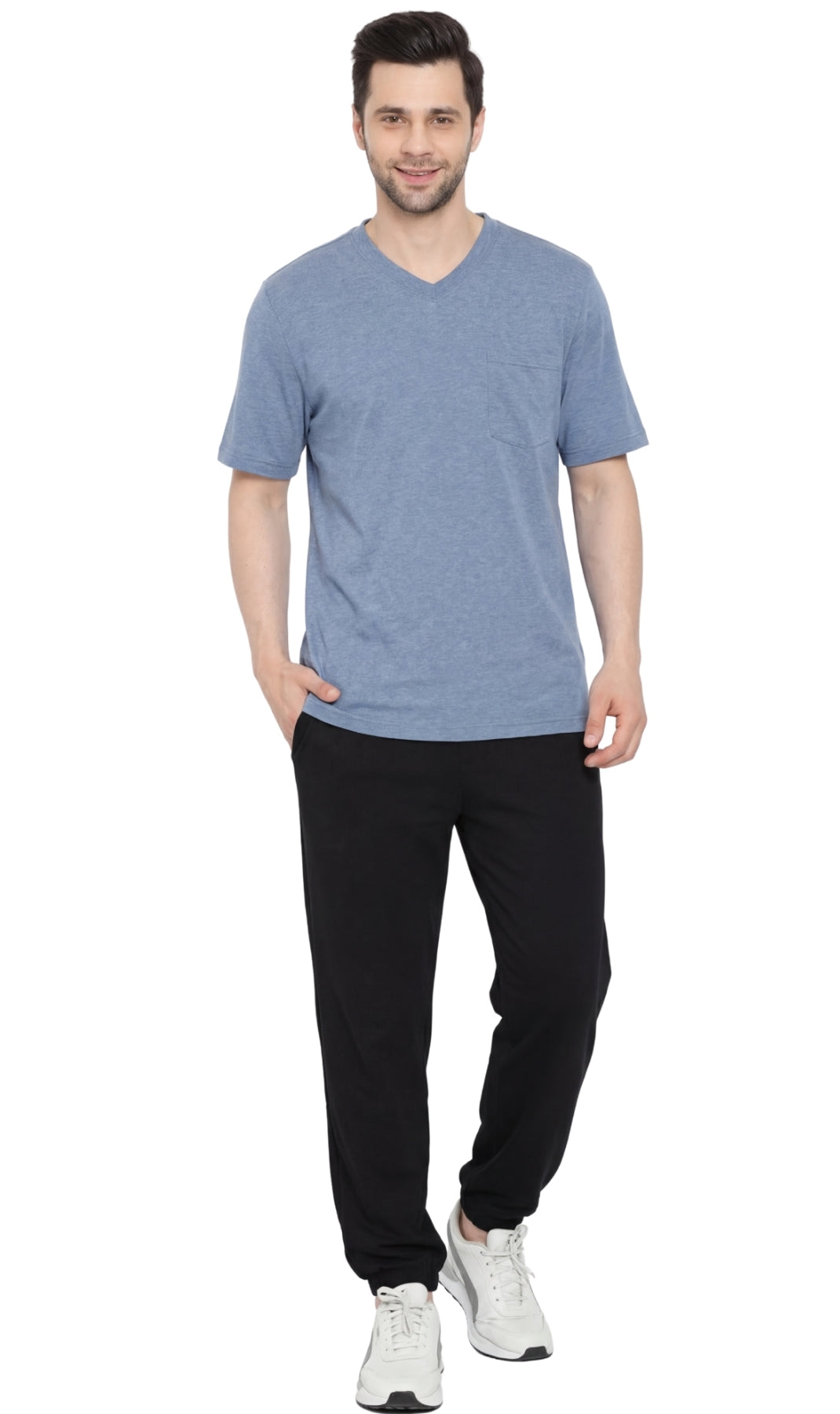 Men's Heavyweight Short Sleeve V-Neck T-Shirt with Chest Pocket