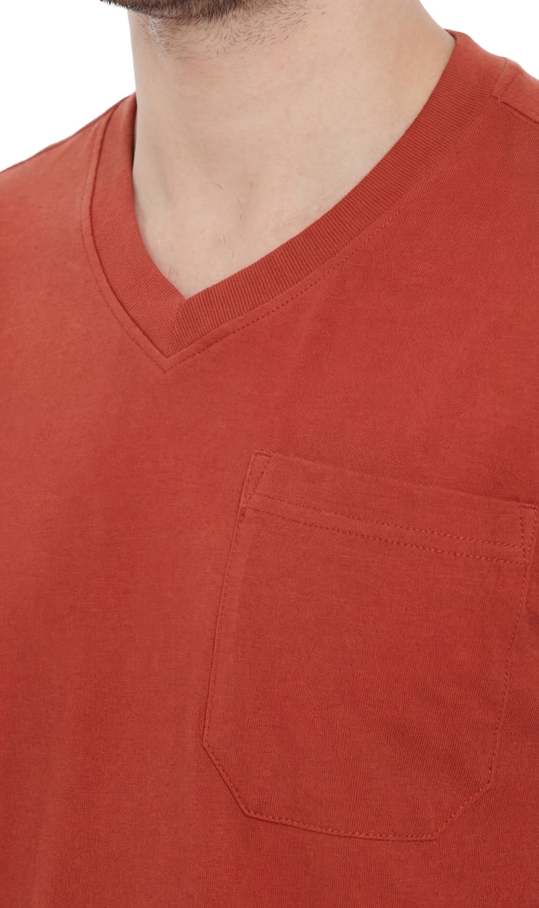 Men's Heavyweight Short Sleeve V-Neck T-Shirt with Chest Pocket