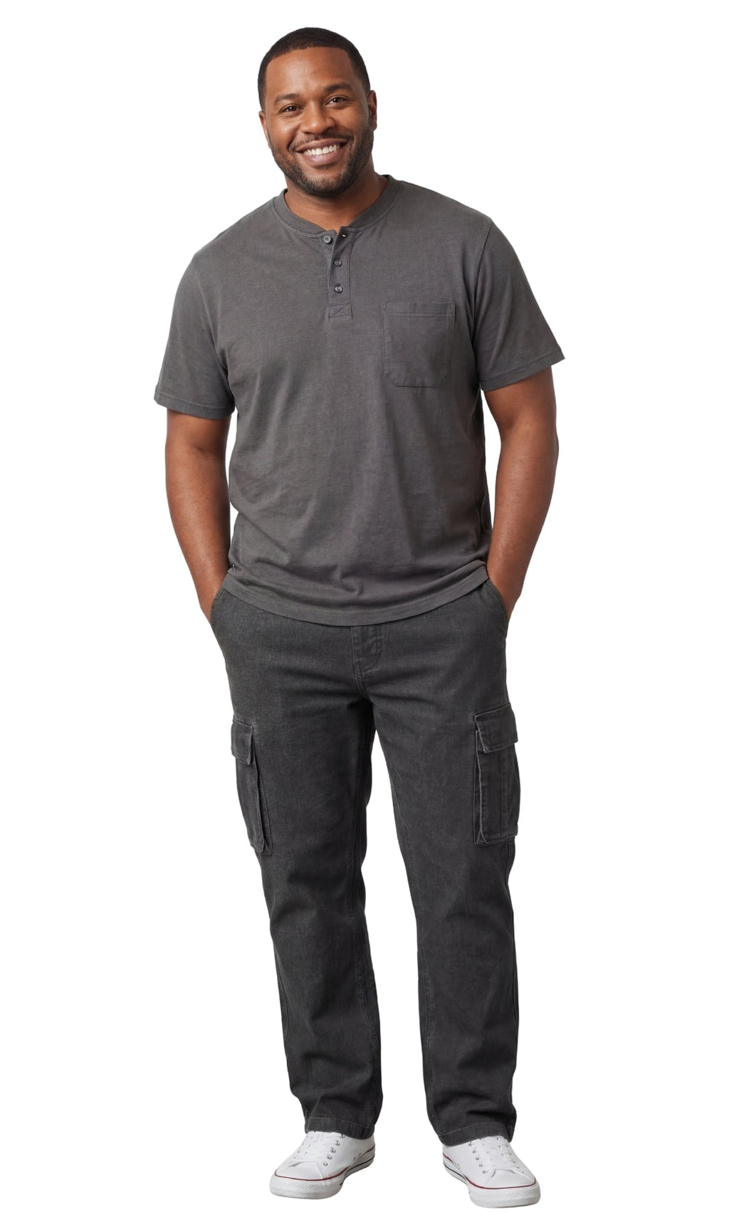 Men's Short Sleeve Henley T-Shirt with 3-Button Placket and Chest Pocket