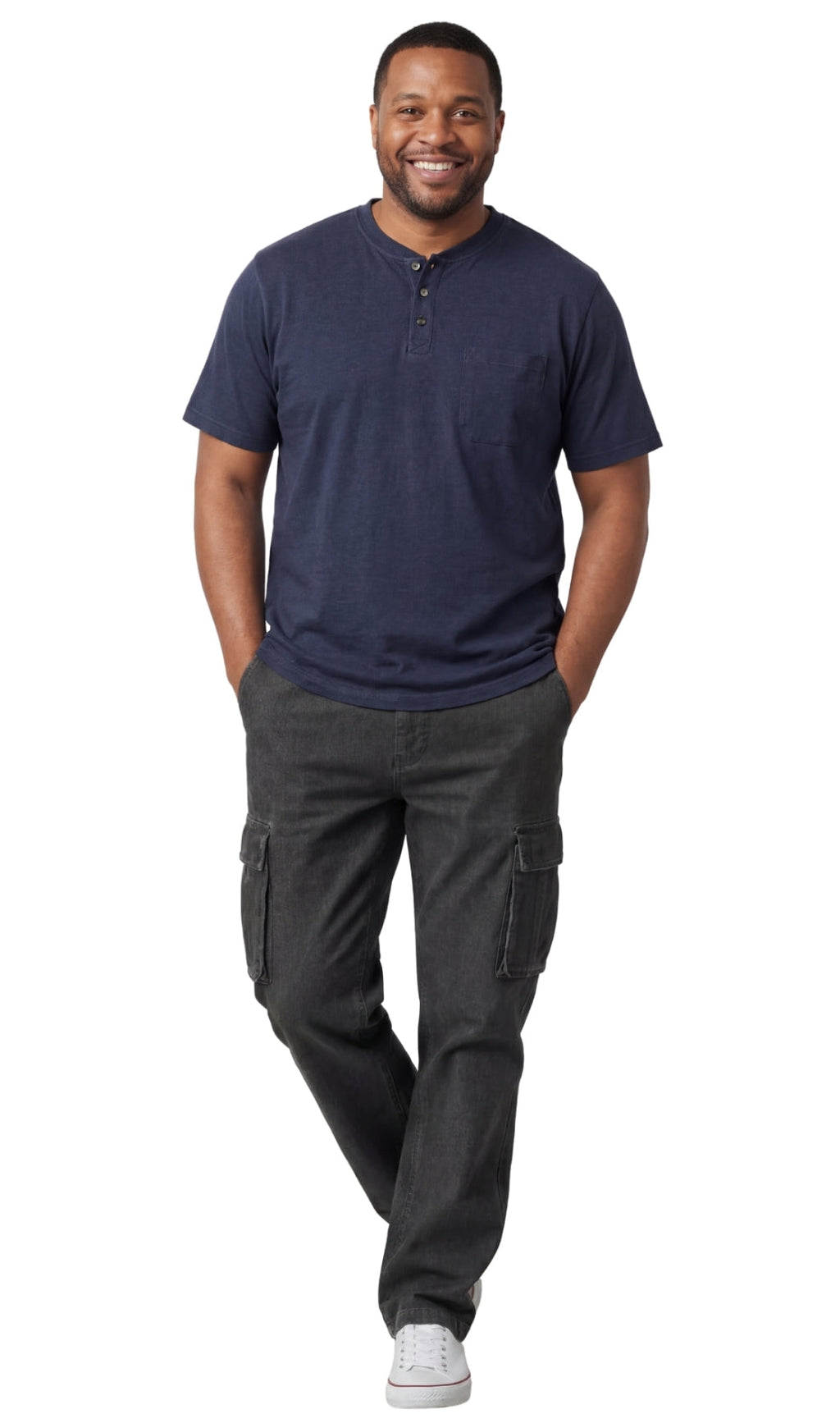 Men's Short Sleeve Henley T-Shirt with 3-Button Placket and Chest Pocket