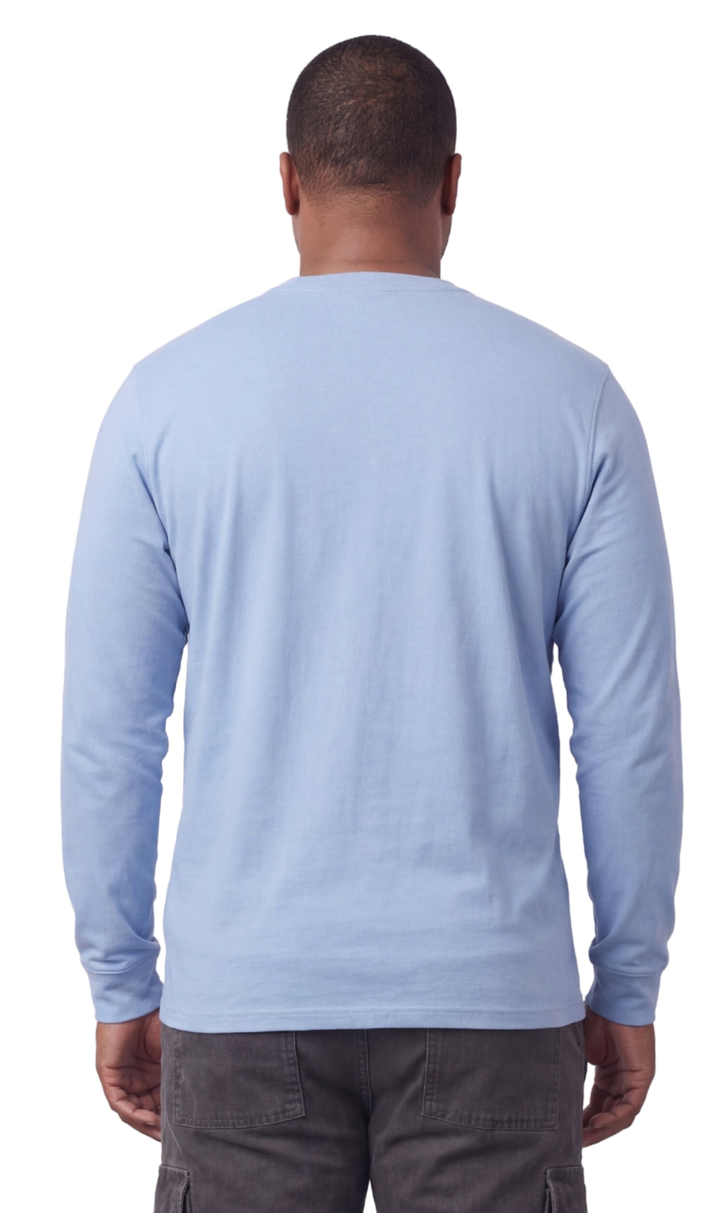 Men's Long Sleeve Henley Shirt — Cotton Blend 3-Button Placket with Pocket