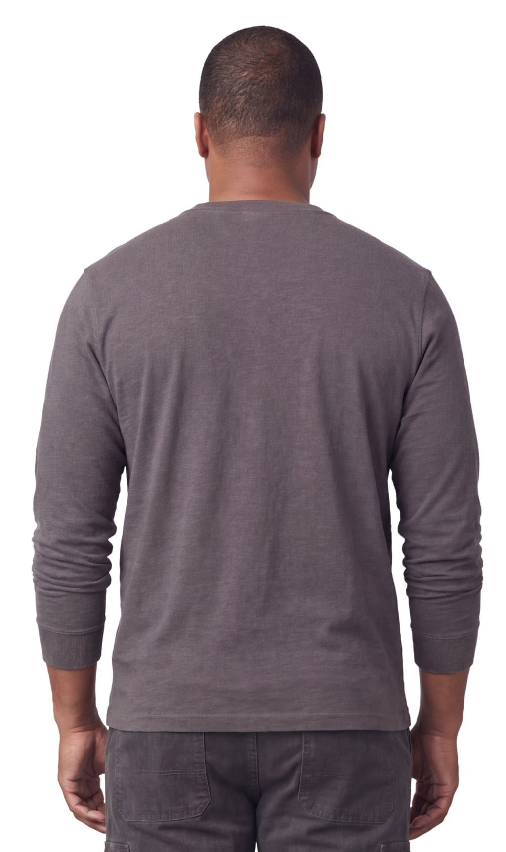 Men's Long Sleeve Henley Shirt — Cotton Blend 3-Button Placket with Pocket