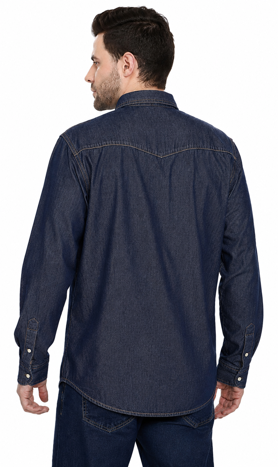 Men's Western Snap Button Shirt — Denim and Twill with Stitched Yoke