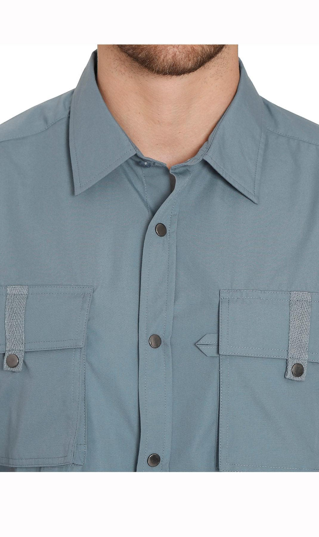 Men's Short Sleeve Explorer Shirt — Snap Front with Multi-Pockets and Back Mesh