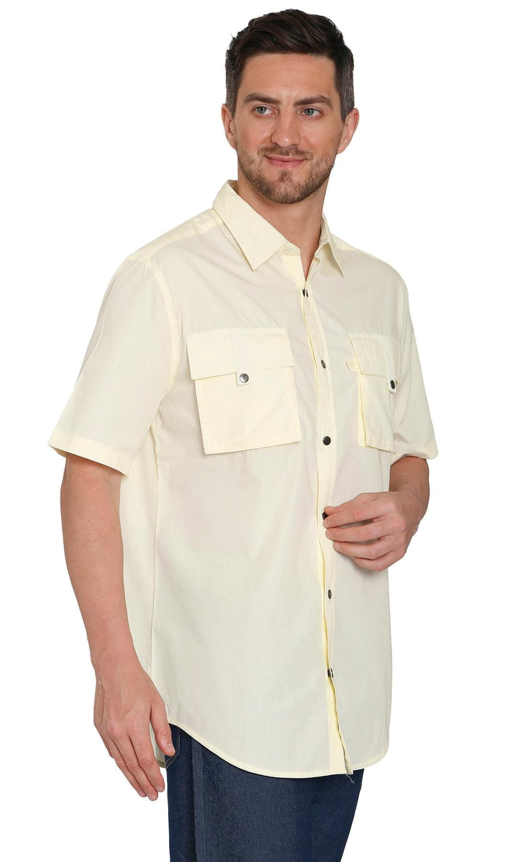 Men's Short Sleeve Explorer Shirt — Snap Front with Multi-Pockets and Back Mesh