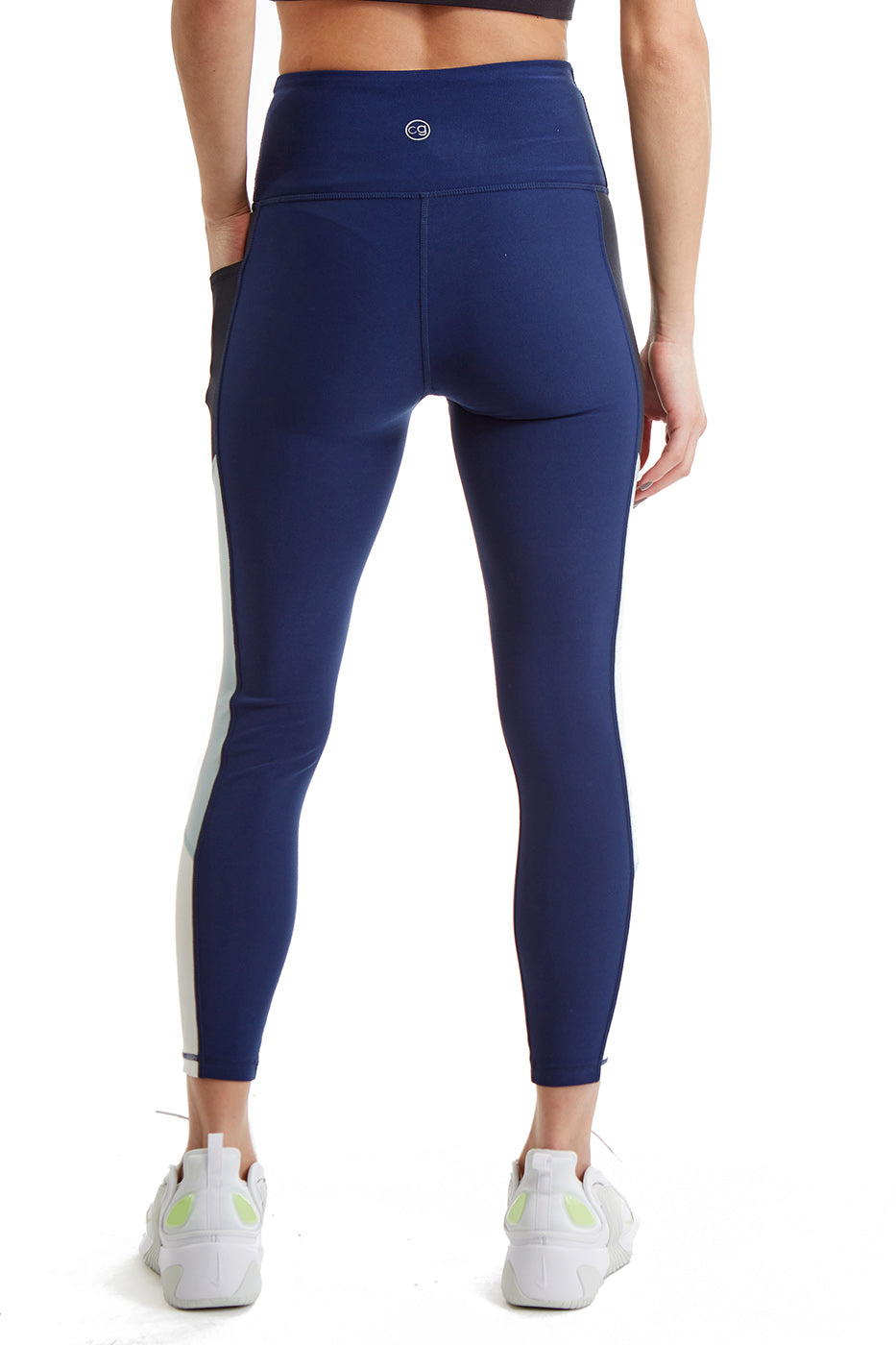 Women's Color Block Leggings with Side Panel — 24 Inch Inseam