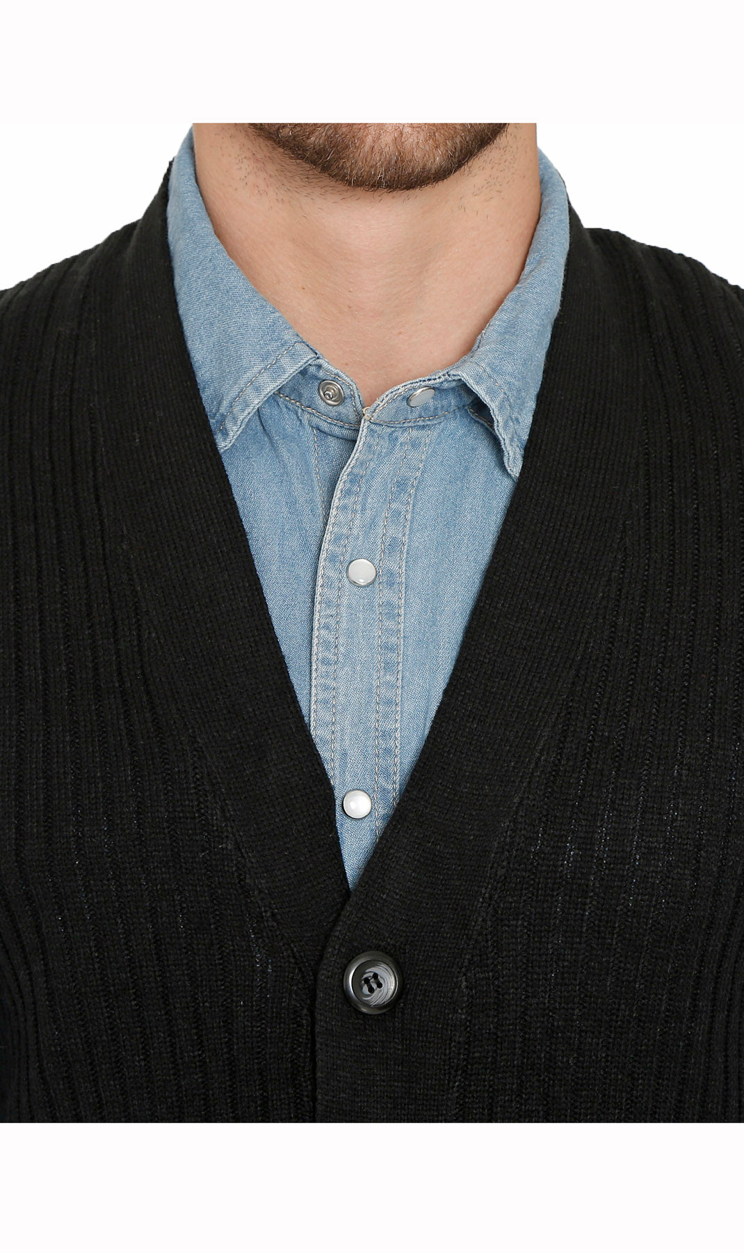 Men's Button Front Rib Knit Sweater Vest with Pockets — Relaxed Fit