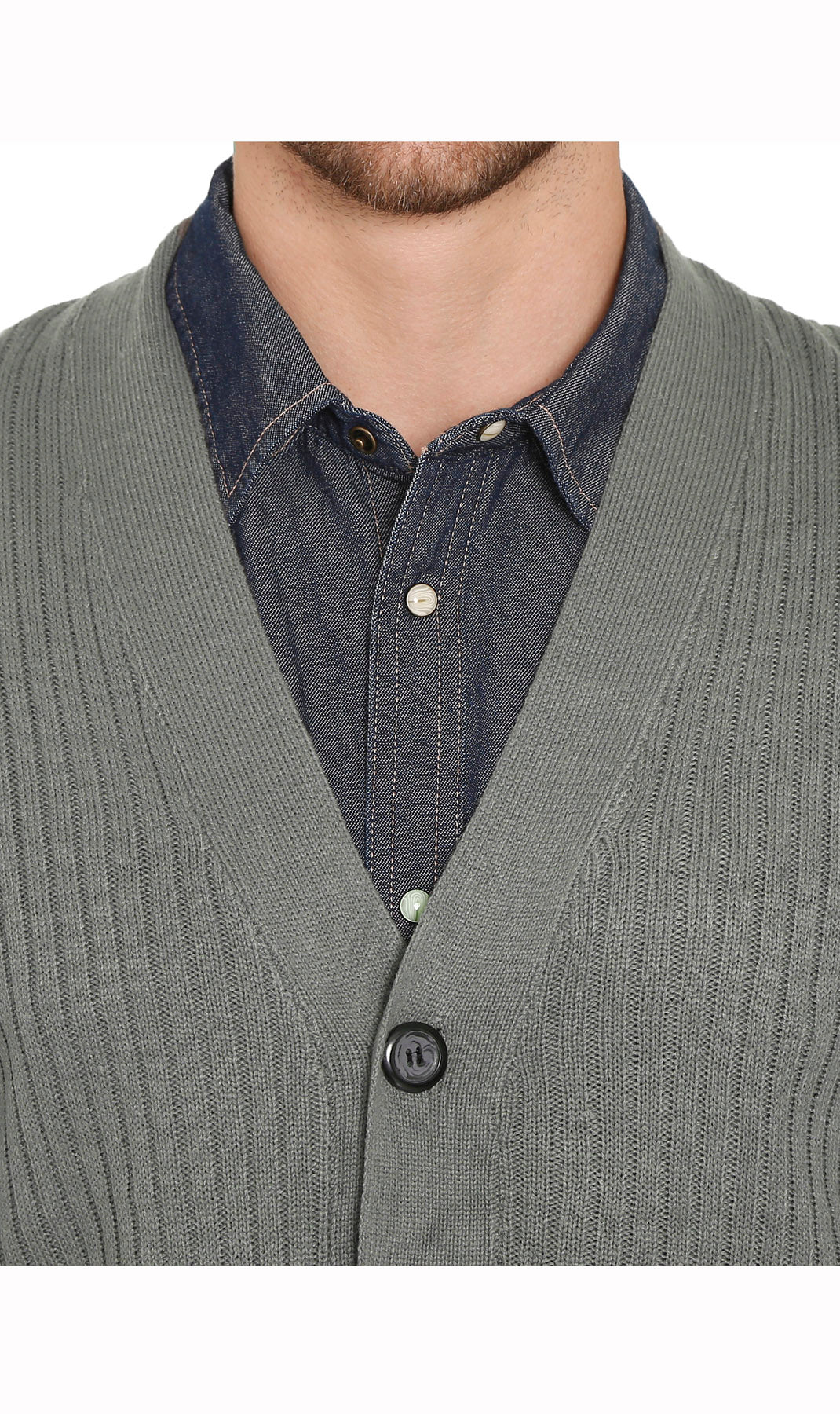 Men's Button Front Rib Knit Sweater Vest with Pockets — Relaxed Fit