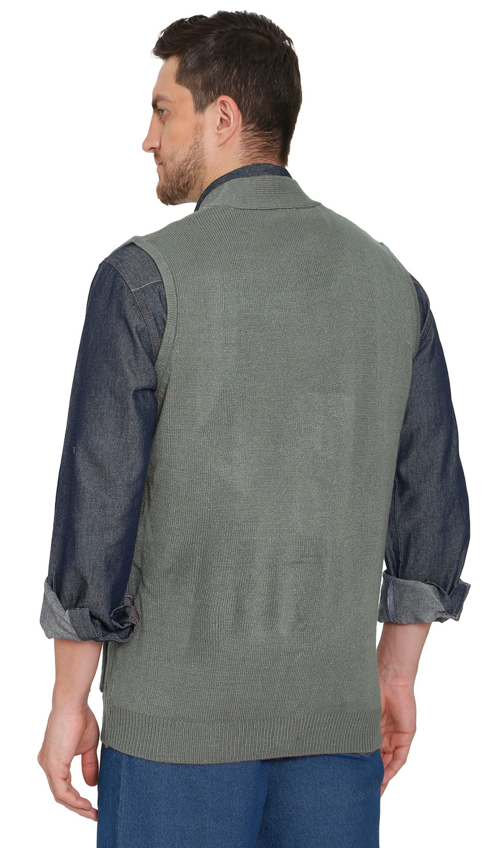 Men's Cashmere-Like Button Front Flat Knit Sweater Vest with Chest Pockets