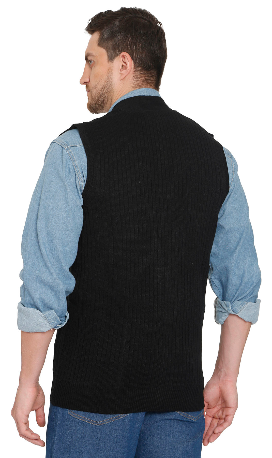 Men's Cashmere-Like Button Front Flat Knit Sweater Vest with Chest Pockets