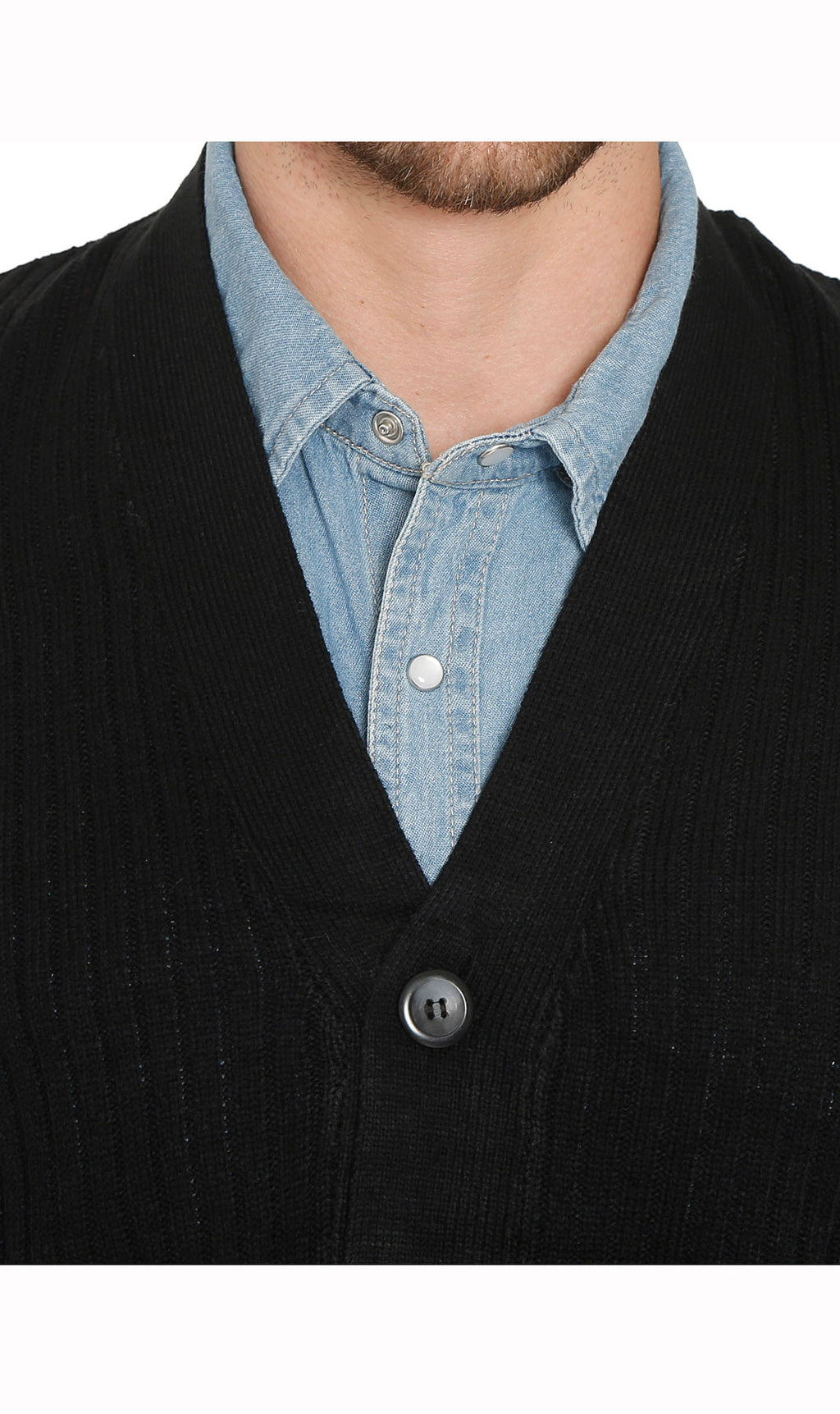 Men's Cashmere-Like Button Front Flat Knit Sweater Vest with Chest Pockets