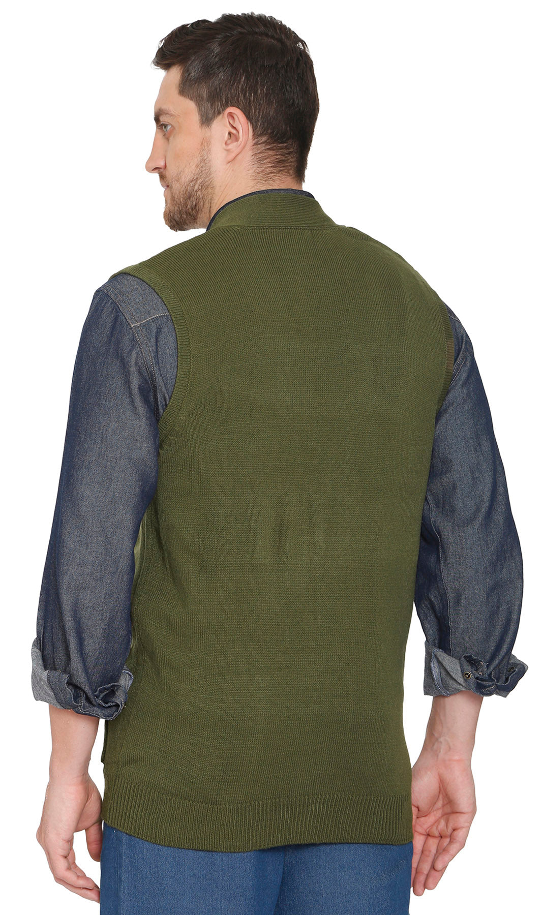 Men's Cashmere-Like Button Front Flat Knit Sweater Vest with Chest Pockets