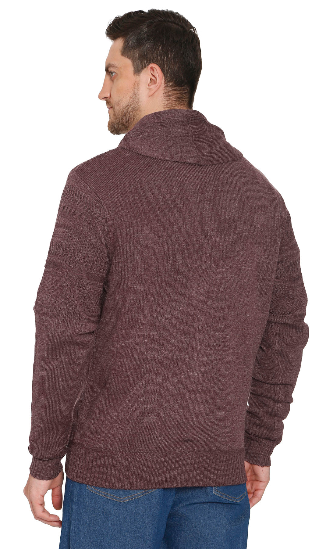 Men's Jacquard Knit Shawl Collar Cardigan Sweater
