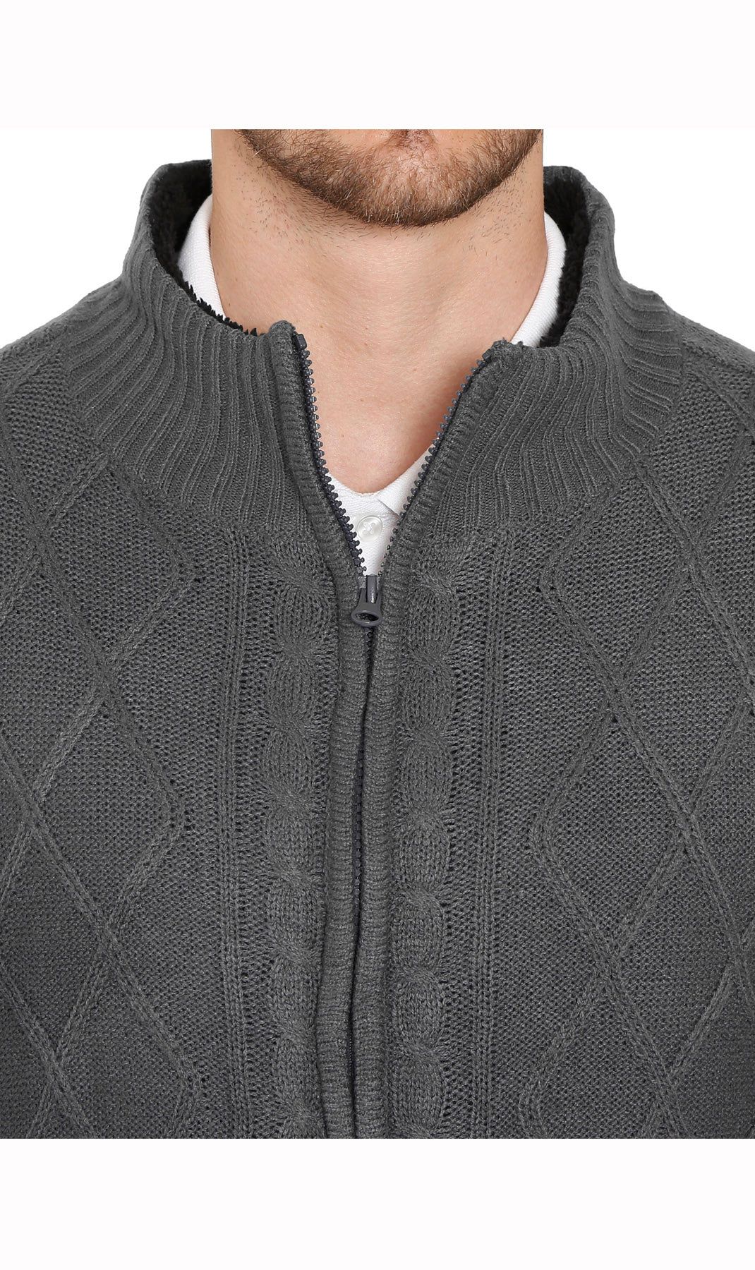 Men's Sherpa Fleece Lined Zip Front Sweater Jacket