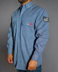 FR Pearl Snap Work Shirt - Conqueror Navy - With U.S Flag