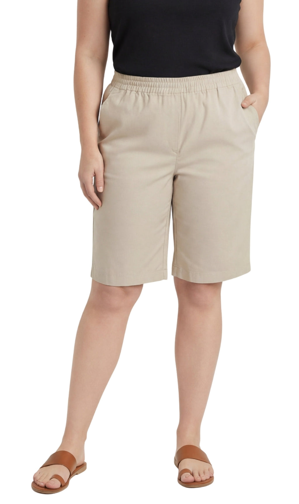 Women's Easy Pull-On Bermuda Shorts in Denim and Twill