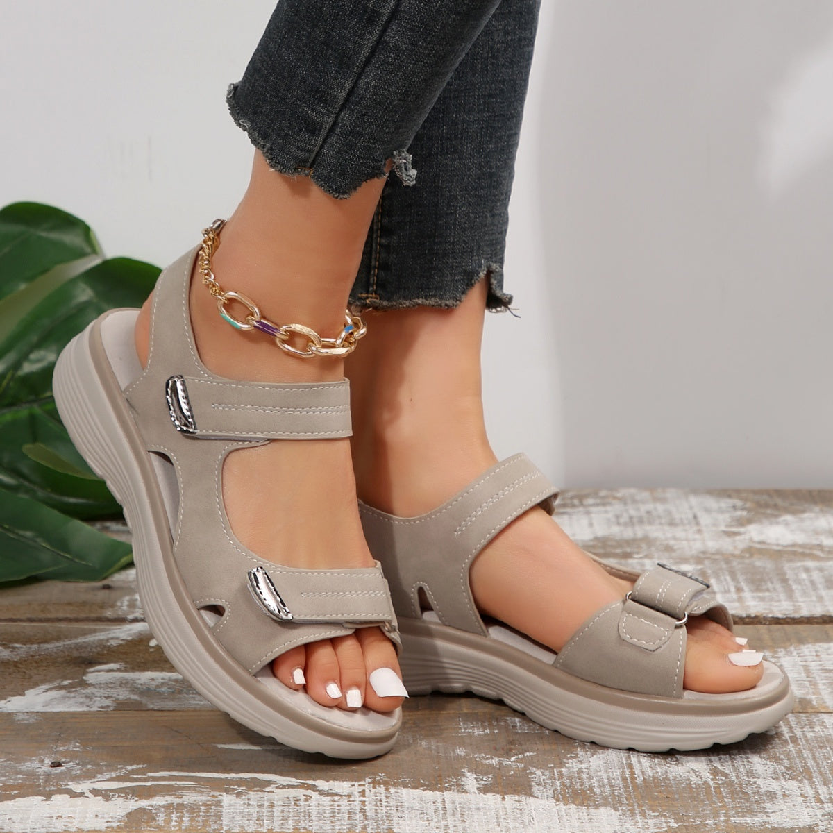 Women's Velcro Open Toe Sandals