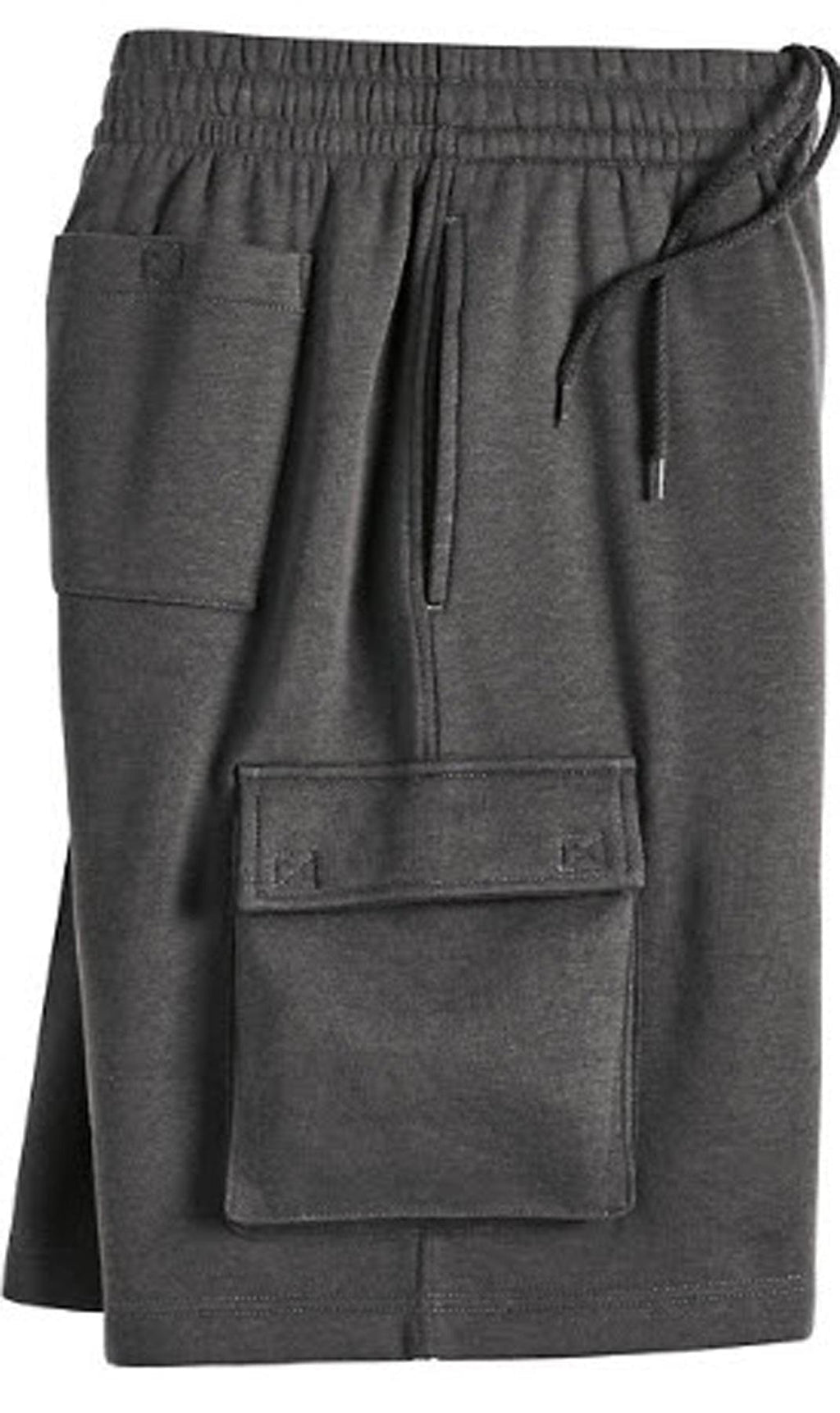 Men's Fleece Cargo Shorts — Elastic Waist Multi-Pocket Sweat Shorts