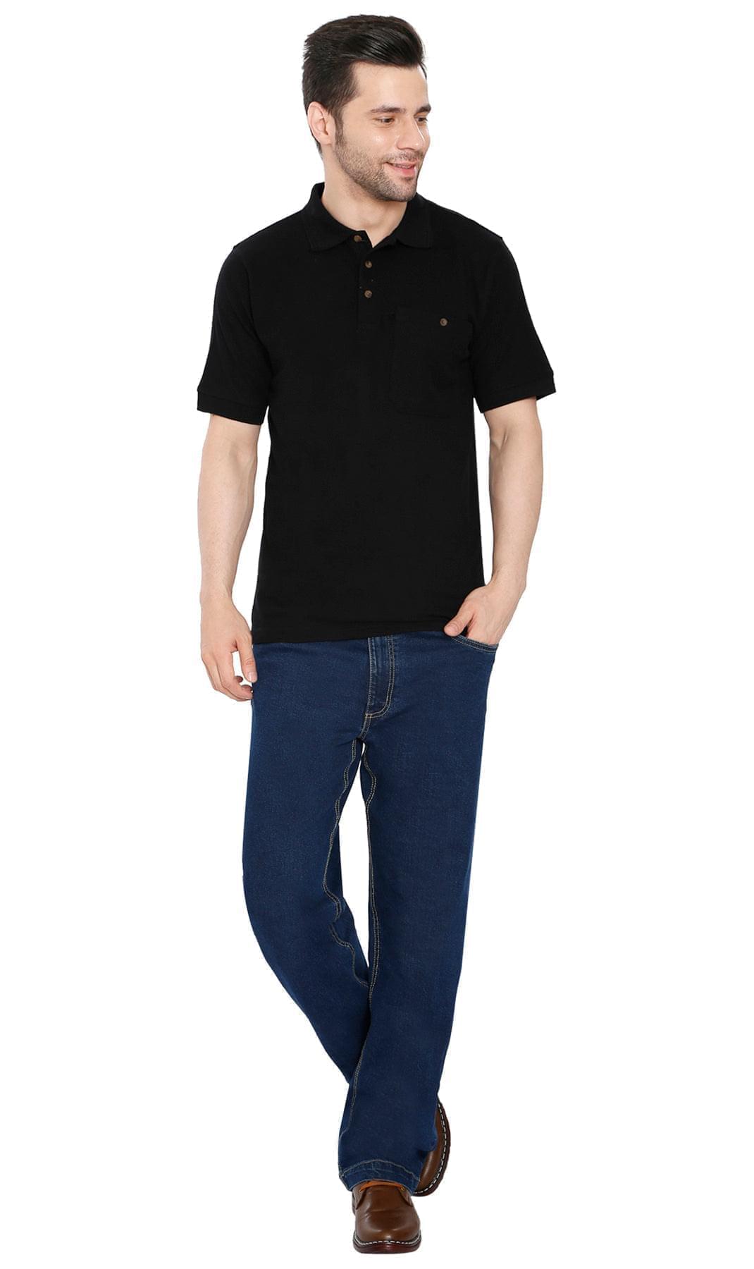 Men's Short Sleeve Polo Shirt — Pique Knit Cotton Blend with Chest Pocket