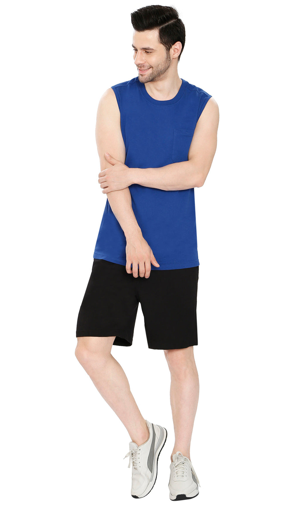 Men's 100% Cotton Knit Shorts — Elastic Waist with Inner Drawstring
