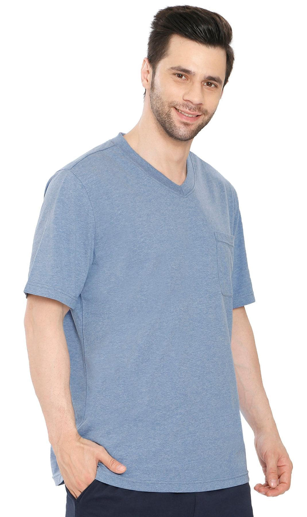 Men's Heavyweight Short Sleeve V-Neck T-Shirt with Chest Pocket