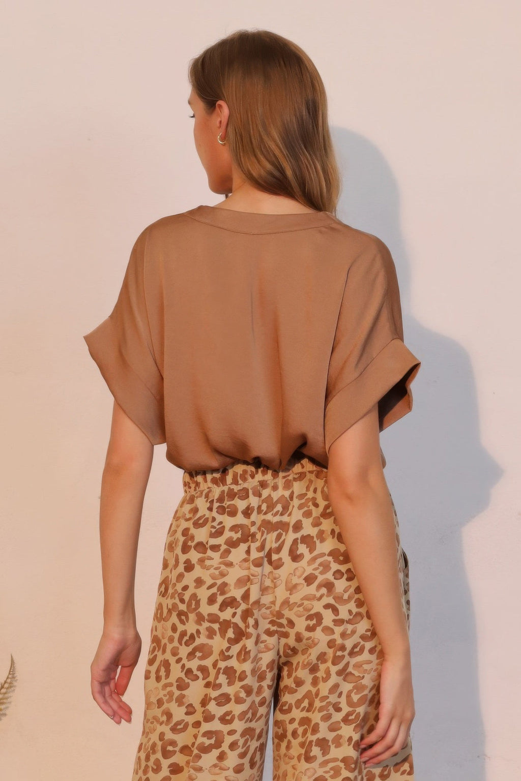 Washed Poly Silk V-neck Tee