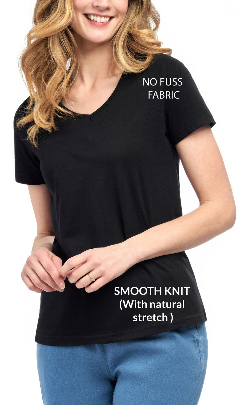 Women's Short Sleeve V-Neck T-Shirt — Wrinkle Resistant Cotton Blend