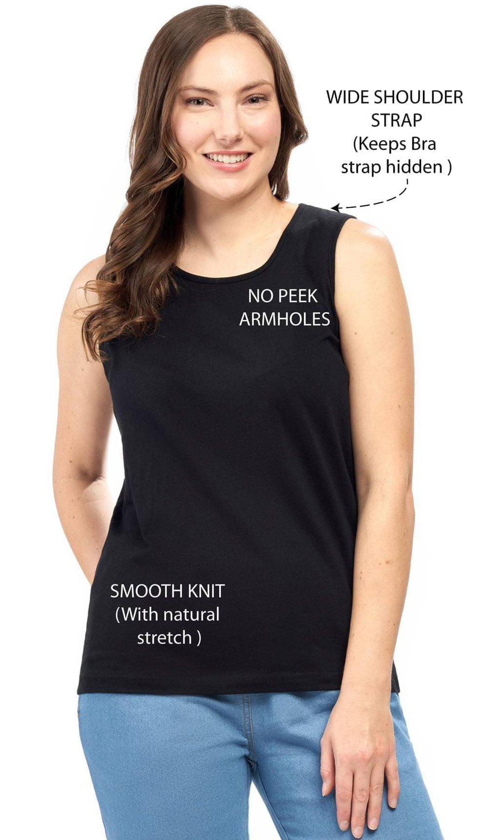 Women's Classic Relaxed Fit Sleeveless Tank Top — Lightweight Cotton Blend