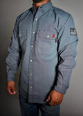 FR Pearl Snap Work Shirt - Forged Gray - With U.S Flag