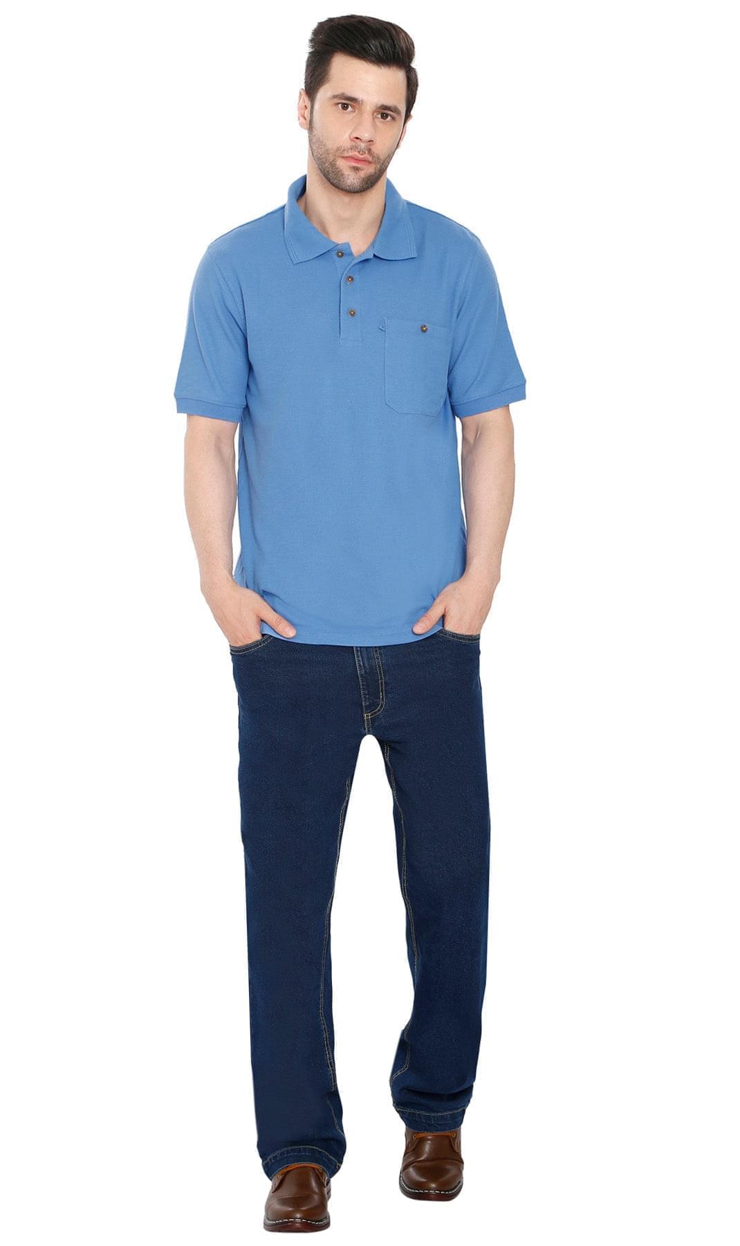 Men's Short Sleeve Polo Shirt — Pique Knit Cotton Blend with Chest Pocket