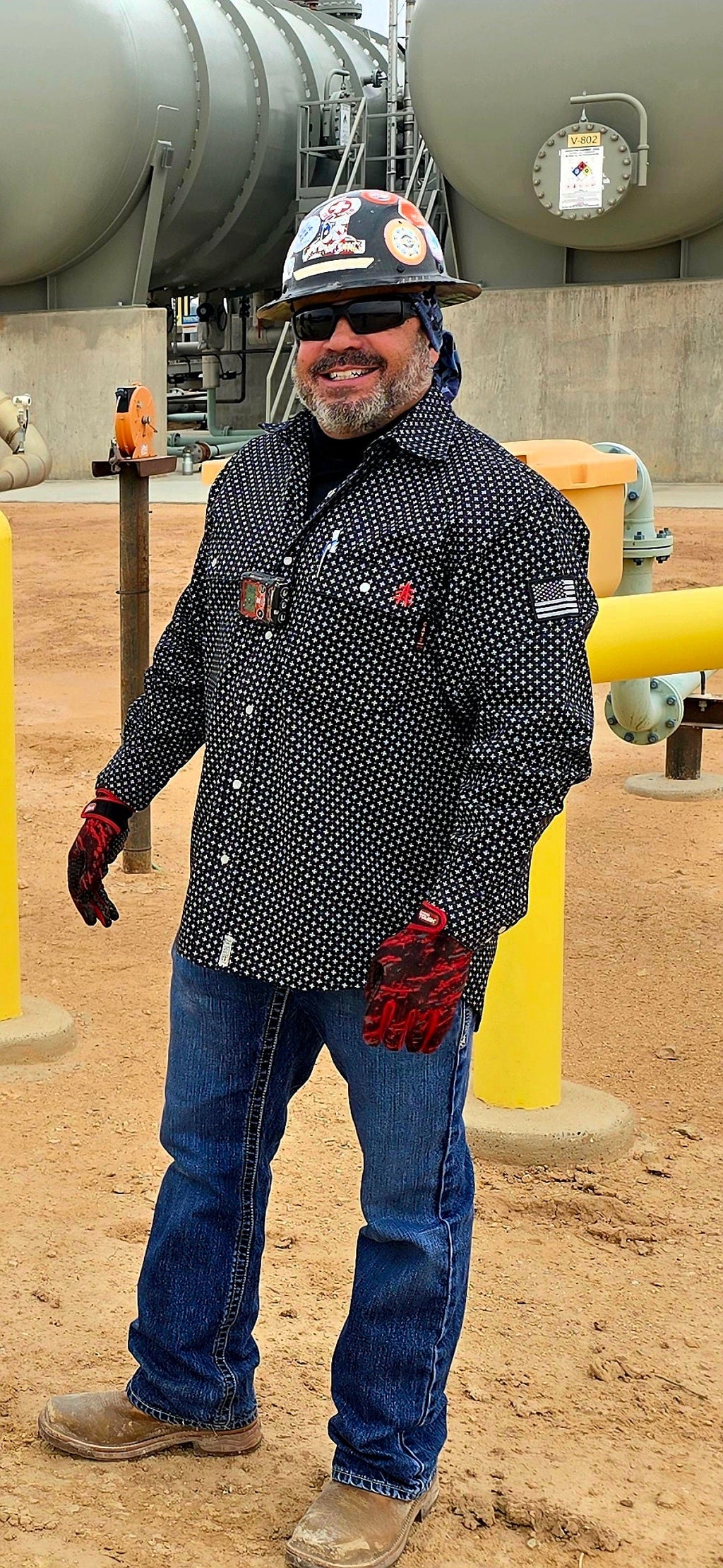 FR Pearl Snap Work Shirt - Reaper Black - With U.S Flag