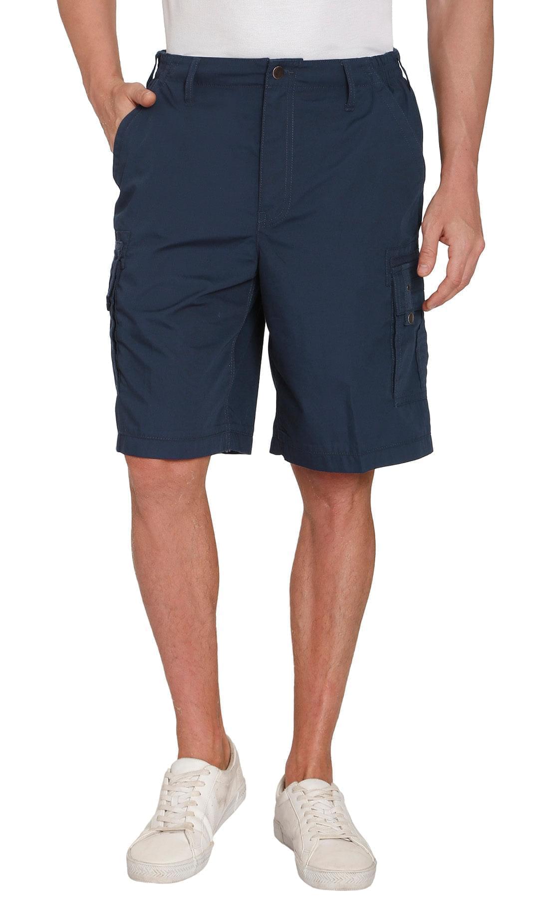 Men's Elastic Waist Cargo Shorts with Multi-Pocket Design