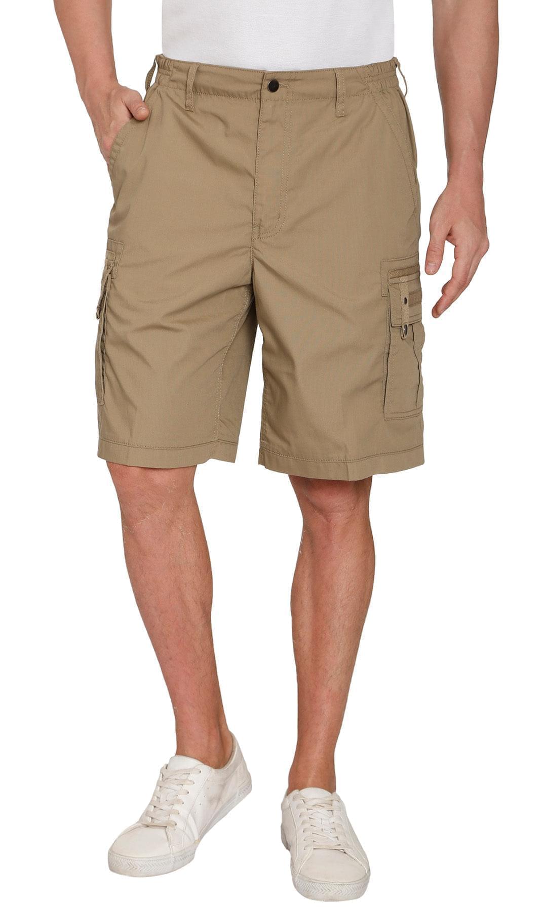 Men's Elastic Waist Cargo Shorts with Multi-Pocket Design