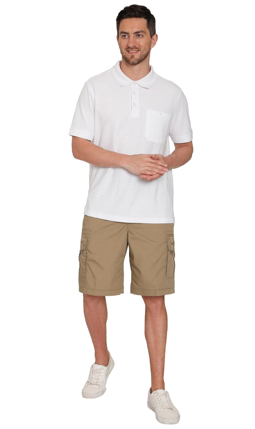 Men's Elastic Waist Cargo Shorts with Multi-Pocket Design