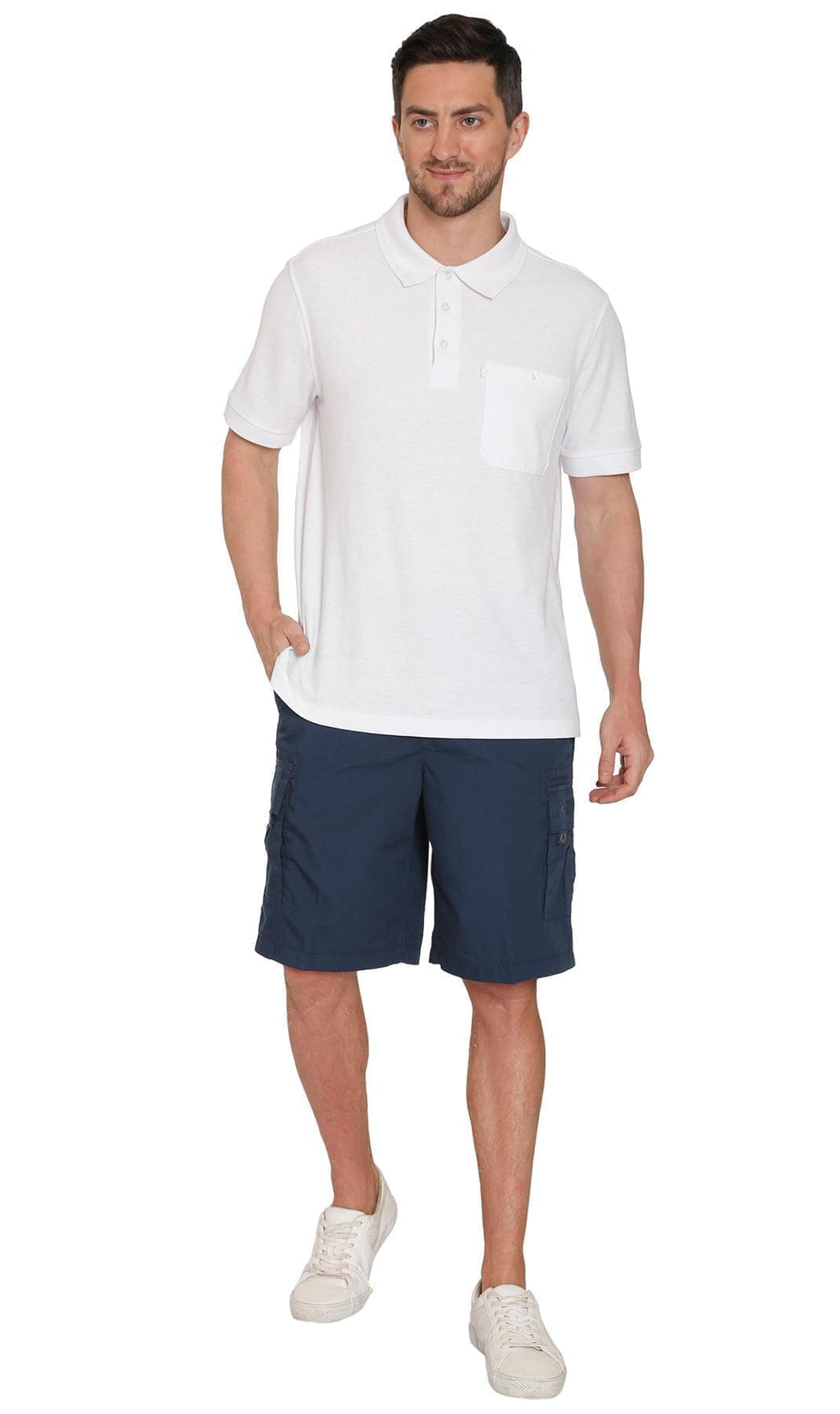 Men's Elastic Waist Cargo Shorts with Multi-Pocket Design
