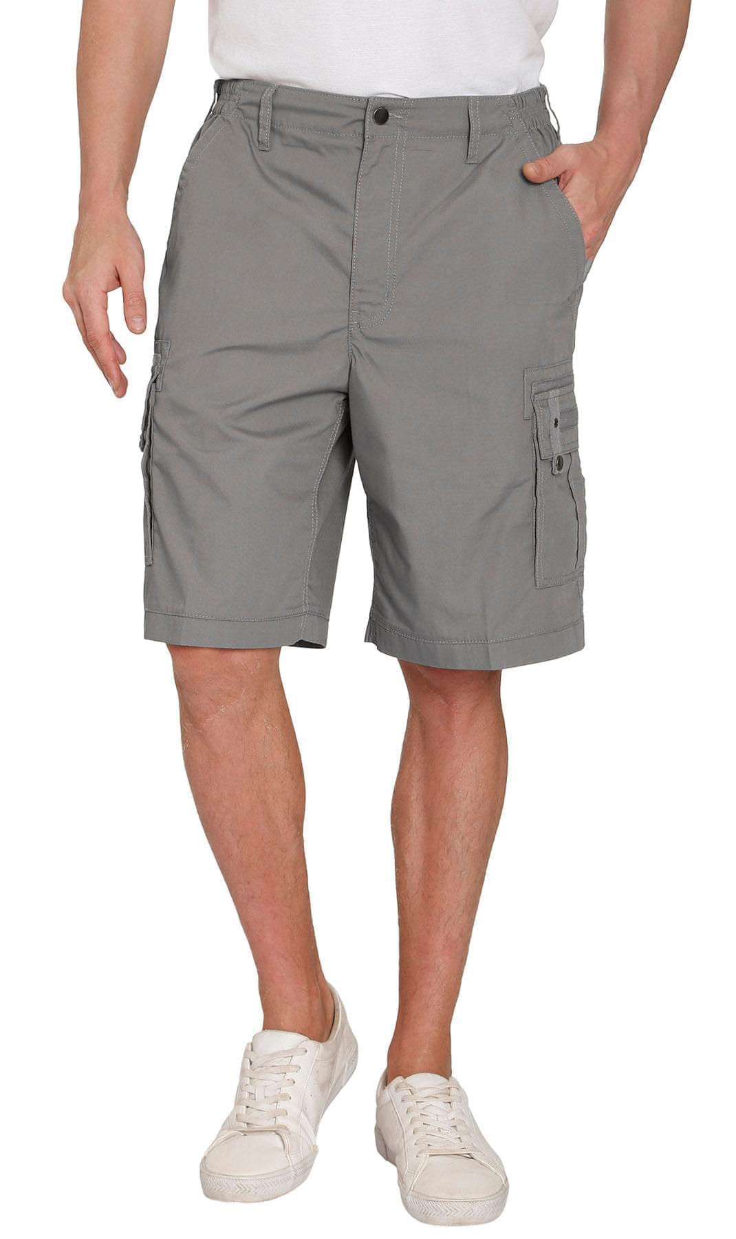 Men's Elastic Waist Cargo Shorts with Multi-Pocket Design