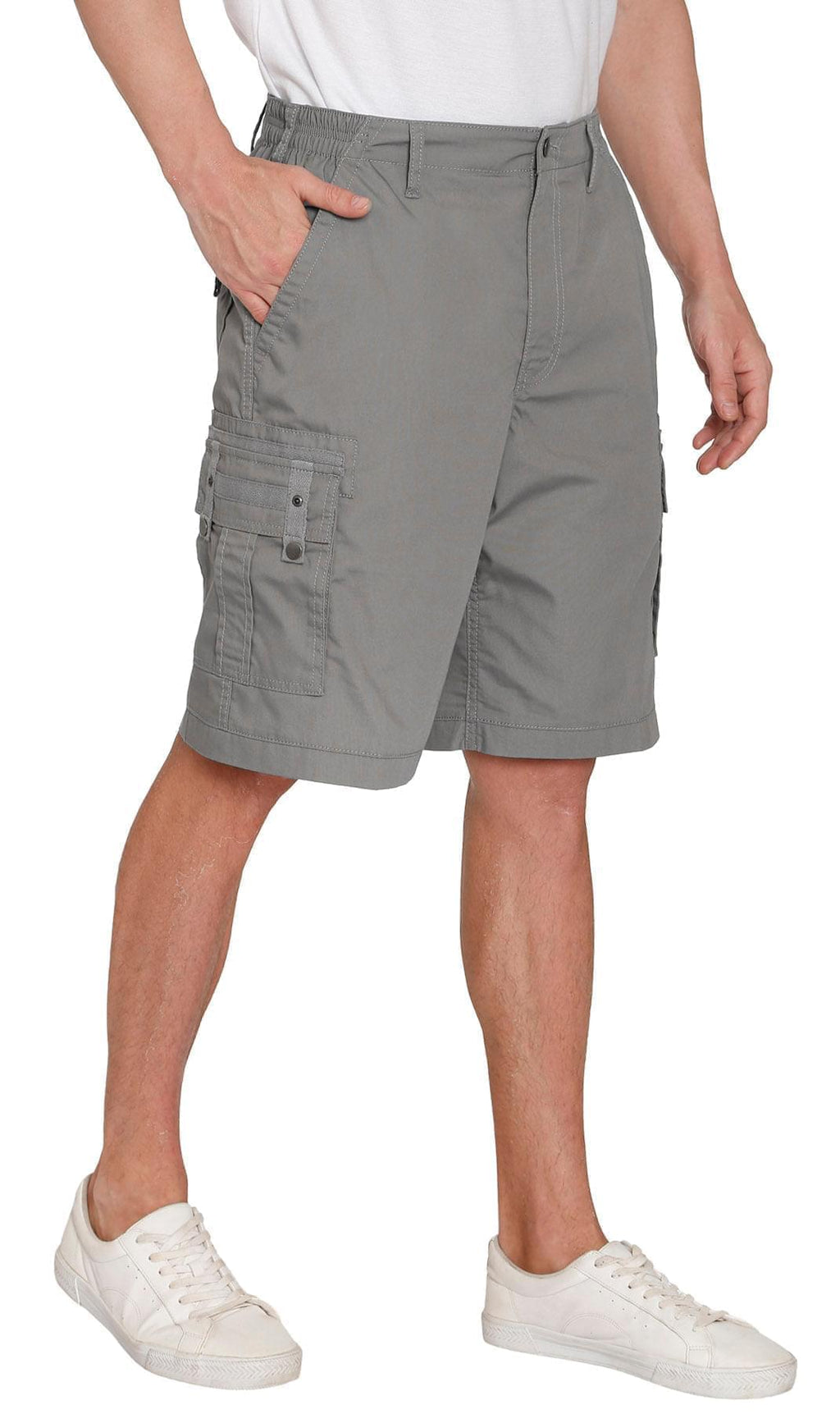 Men's Elastic Waist Cargo Shorts with Multi-Pocket Design