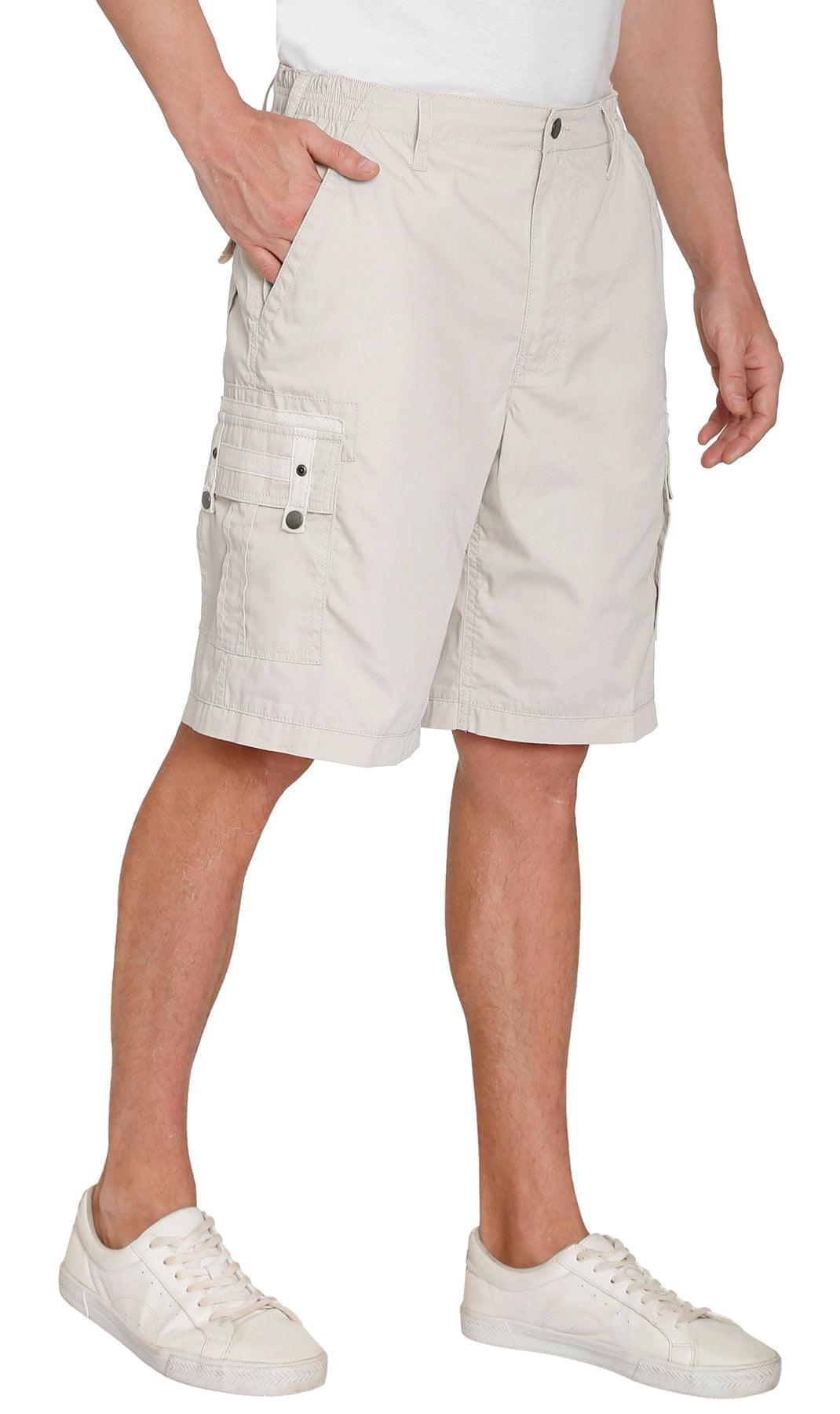 Men's Elastic Waist Cargo Shorts with Multi-Pocket Design