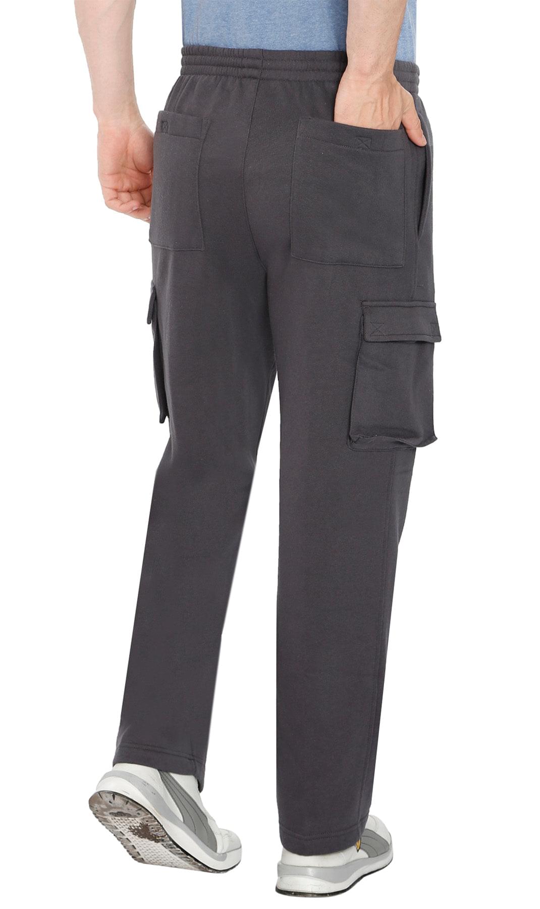 Men's Brushed Fleece Cargo Pants — Pull-On with Inner Drawstring