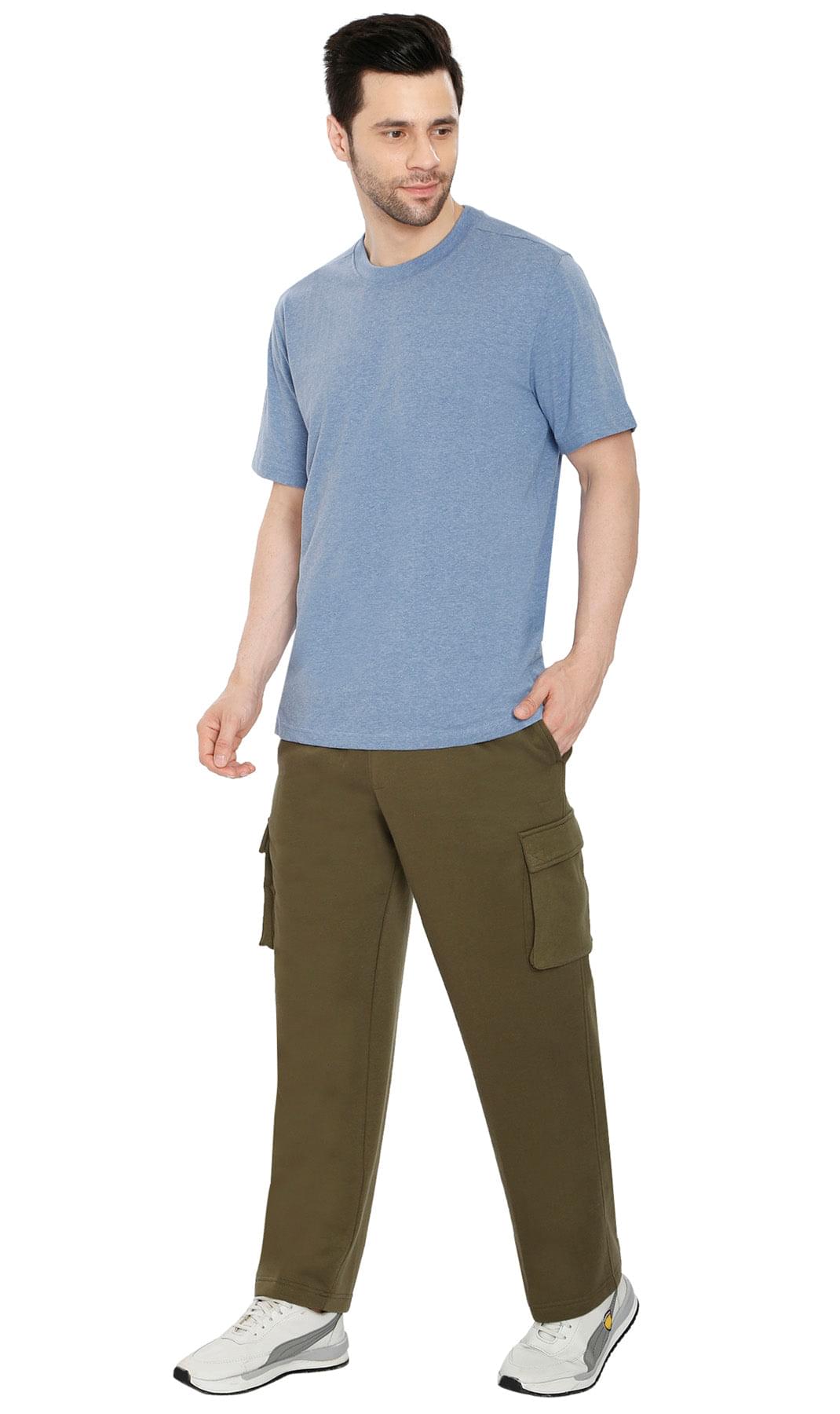 Men's Brushed Fleece Cargo Pants — Pull-On with Inner Drawstring