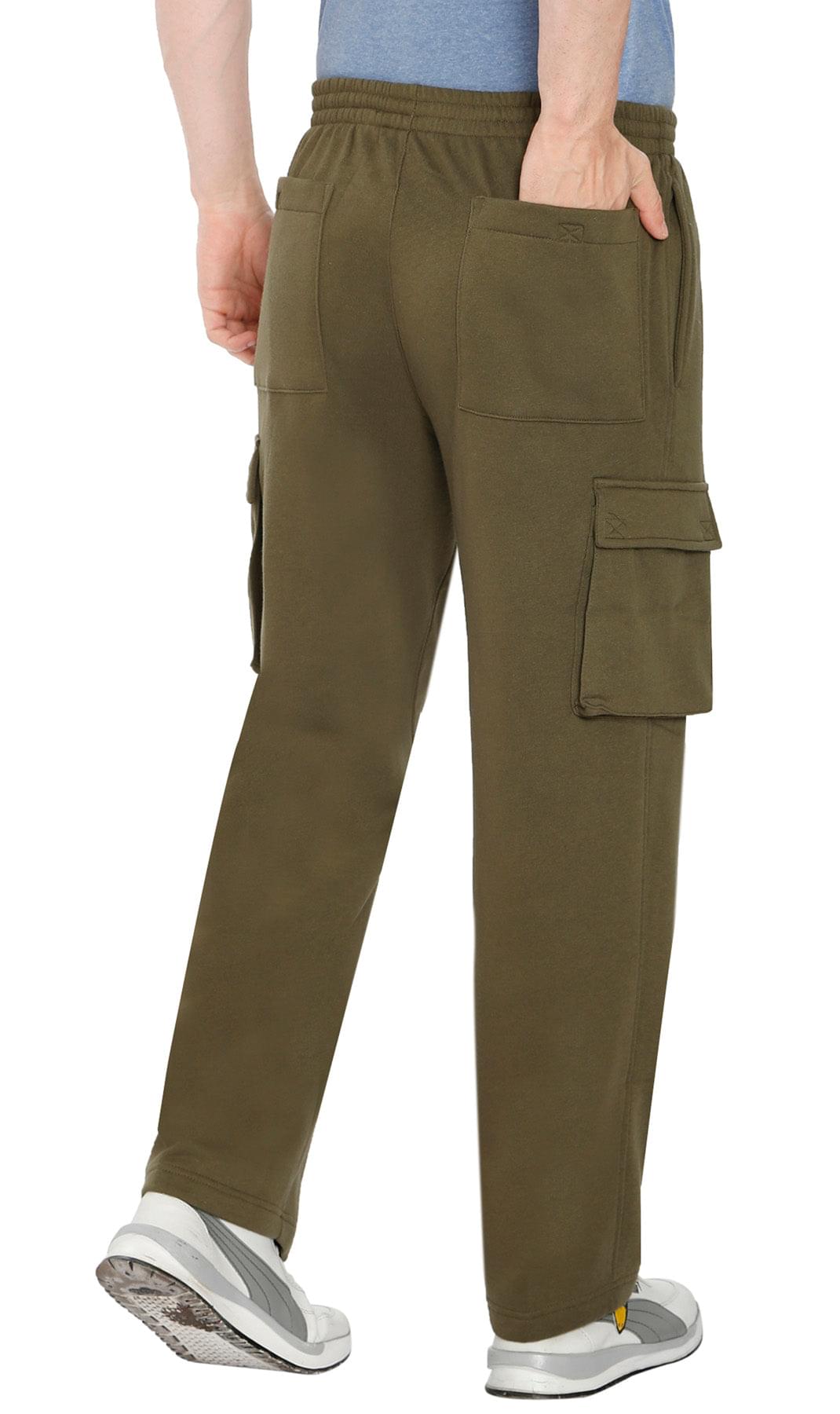 Men's Brushed Fleece Cargo Pants — Pull-On with Inner Drawstring