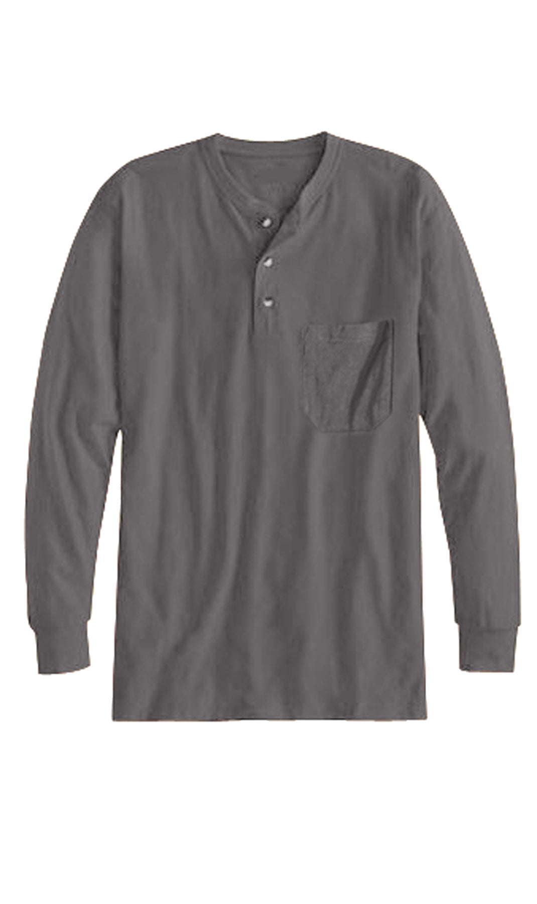 Men's Long Sleeve Henley Shirt — Cotton Blend 3-Button Placket with Pocket