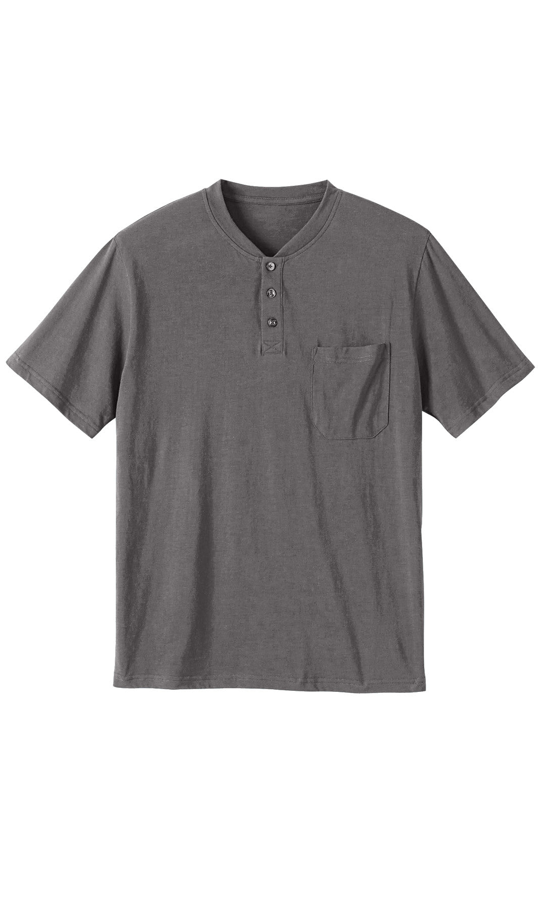 Men's Short Sleeve Henley T-Shirt with 3-Button Placket and Chest Pocket