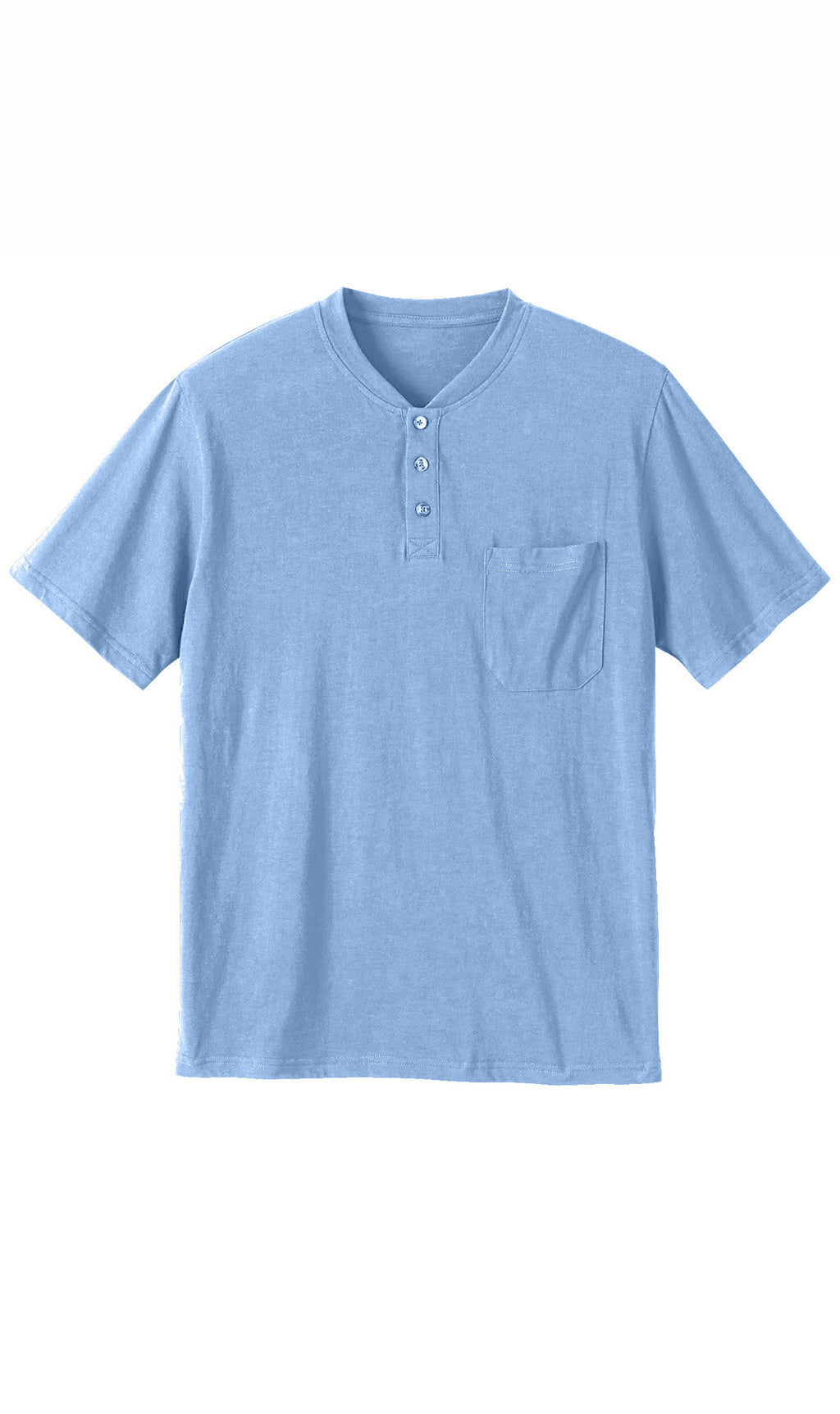 Men's Short Sleeve Henley T-Shirt with 3-Button Placket and Chest Pocket