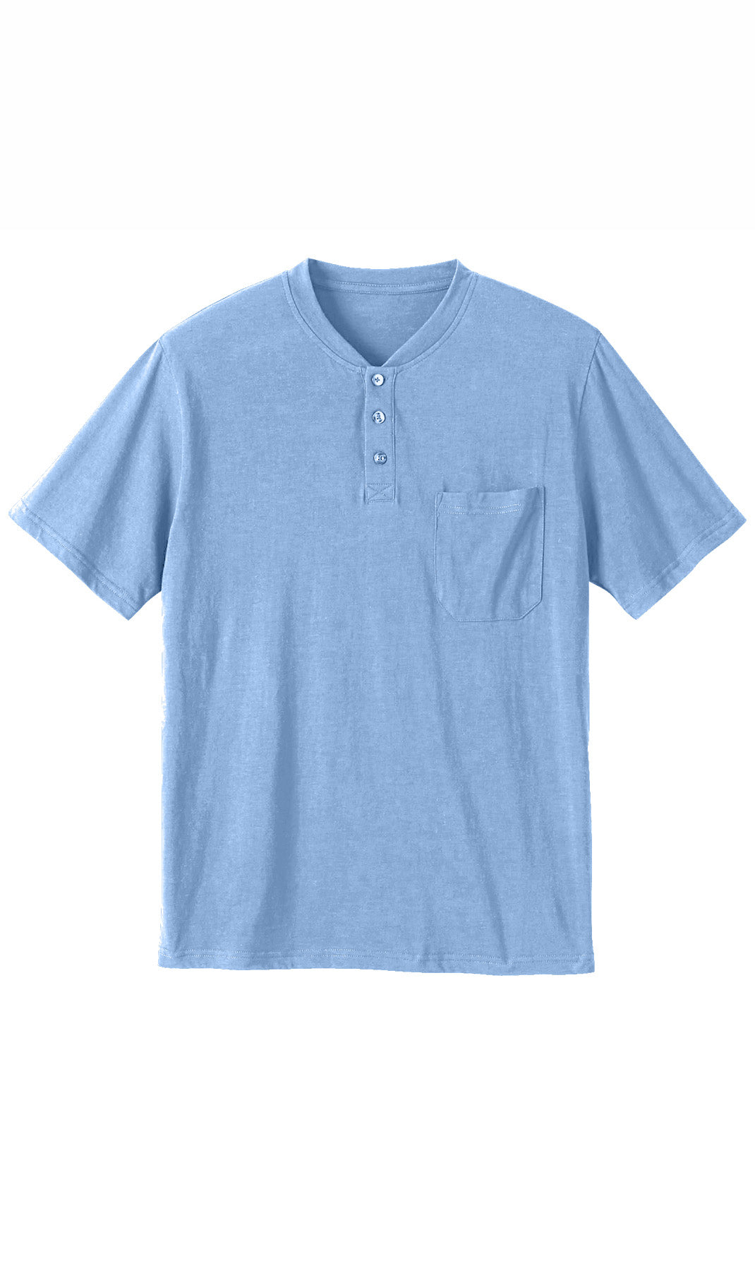 Men's Short Sleeve Henley T-Shirt with 3-Button Placket and Chest Pocket