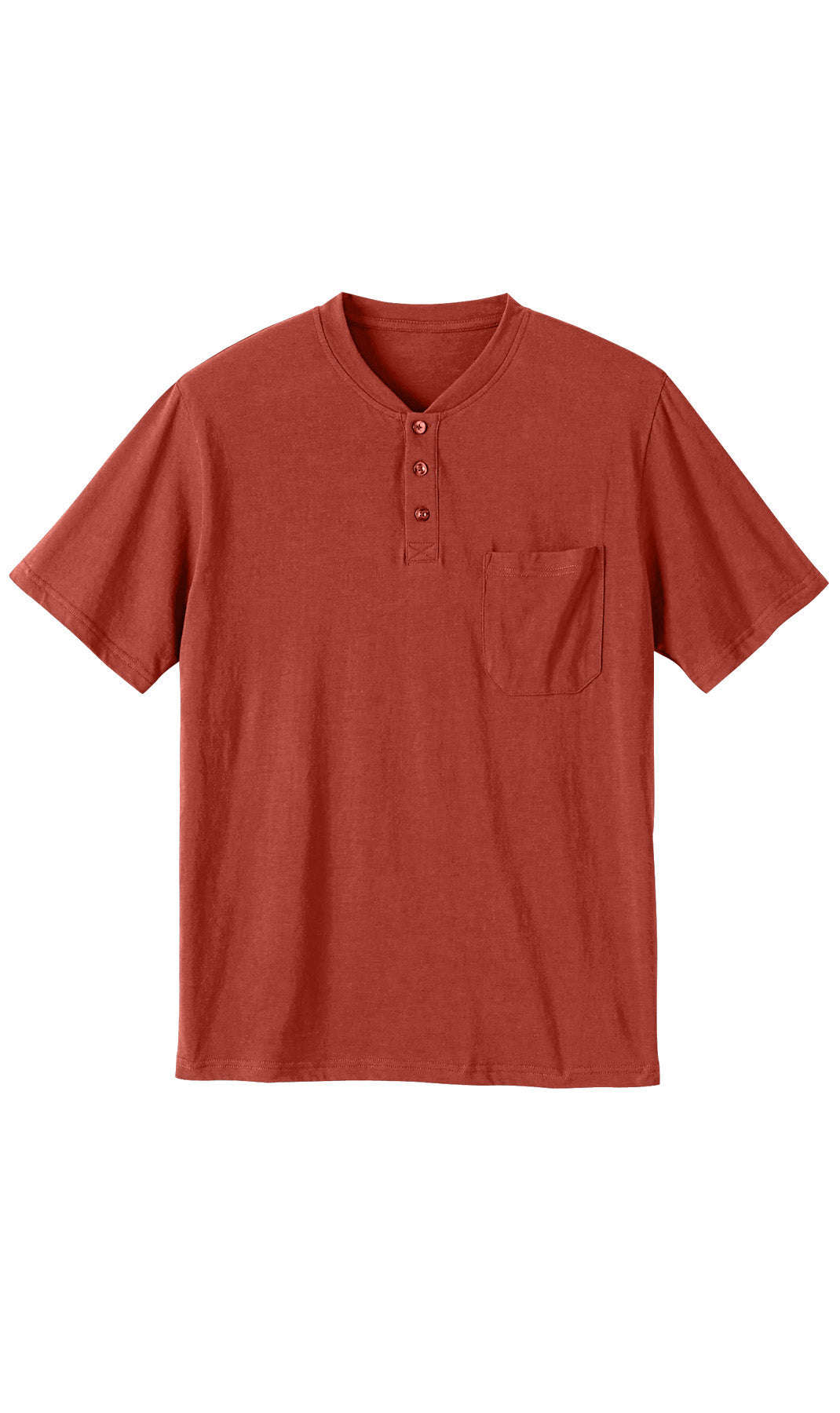 Men's Short Sleeve Henley T-Shirt with 3-Button Placket and Chest Pocket