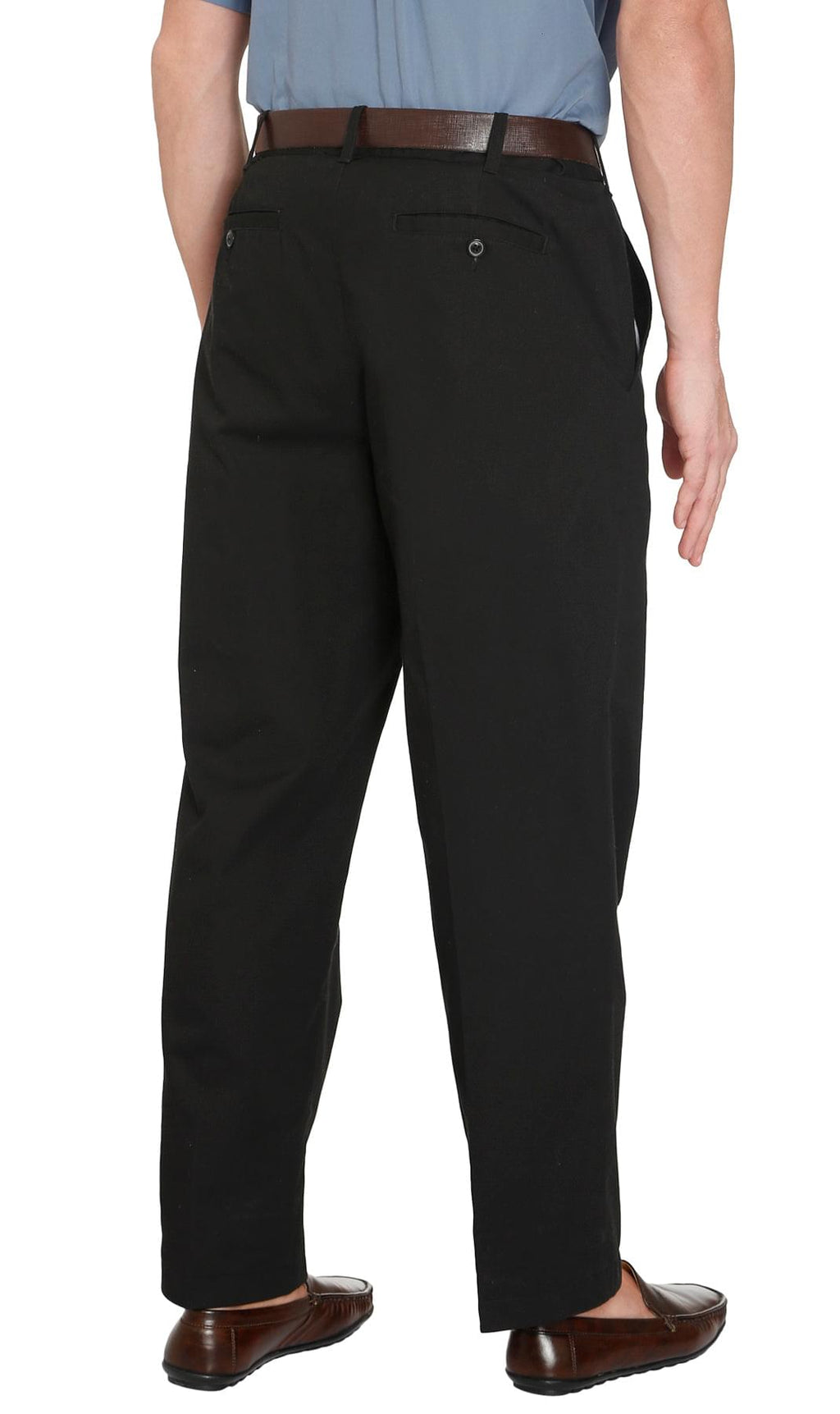 Men's Stretch Waist Chino Pants — Flat Front Hidden Elastic Waistband