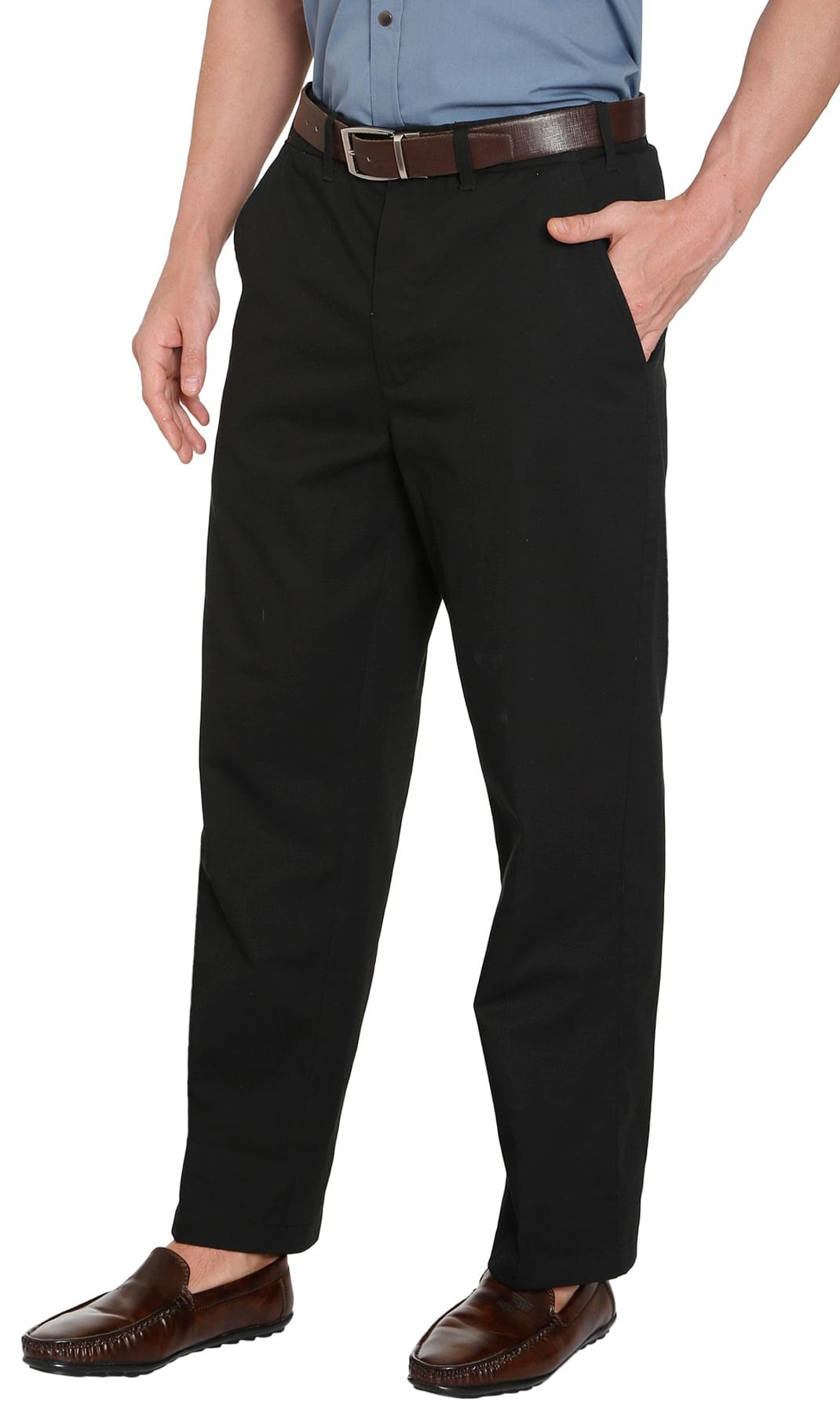 Men's Stretch Waist Chino Pants — Flat Front Hidden Elastic Waistband